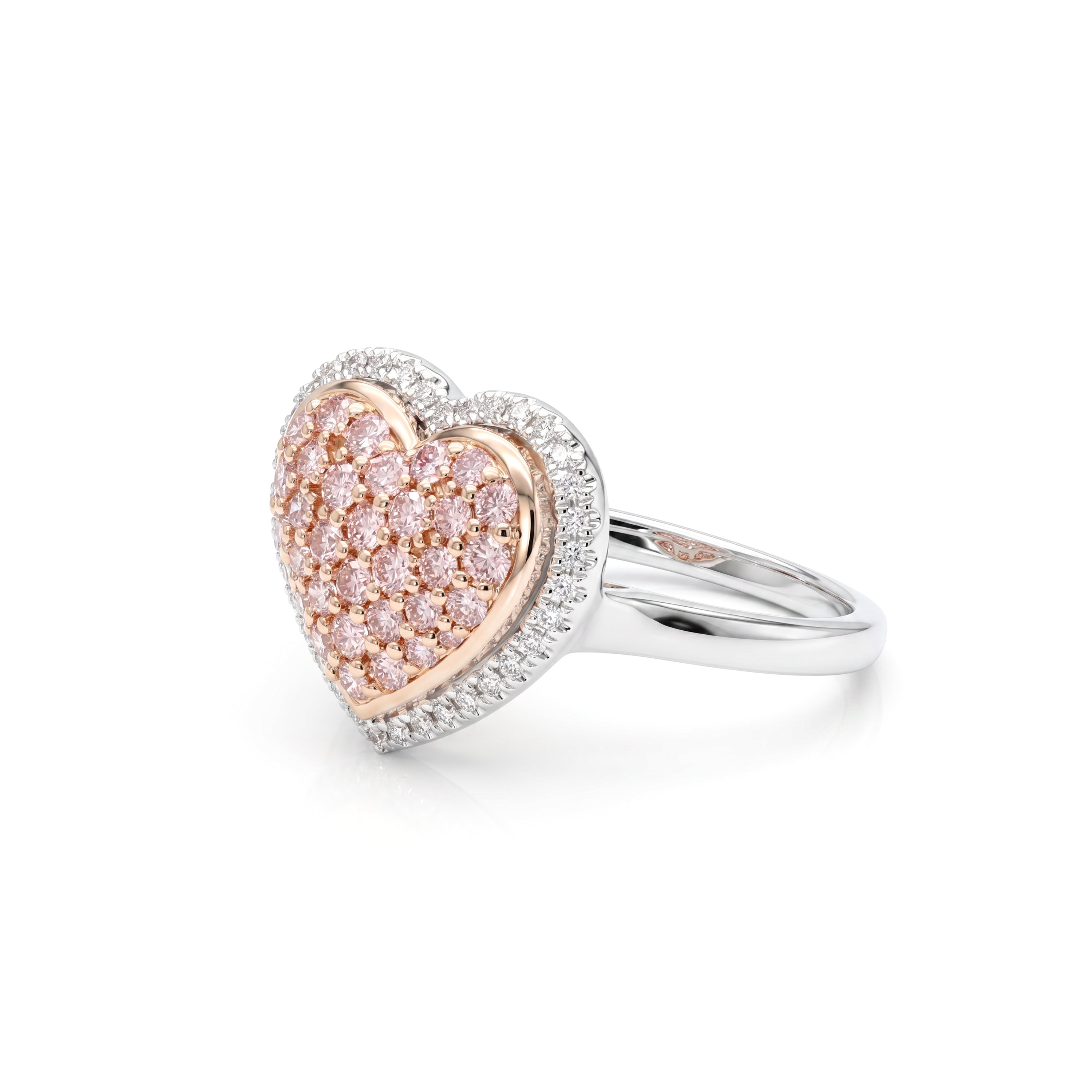 Natural Pink Diamond Pavé  Heart Ring