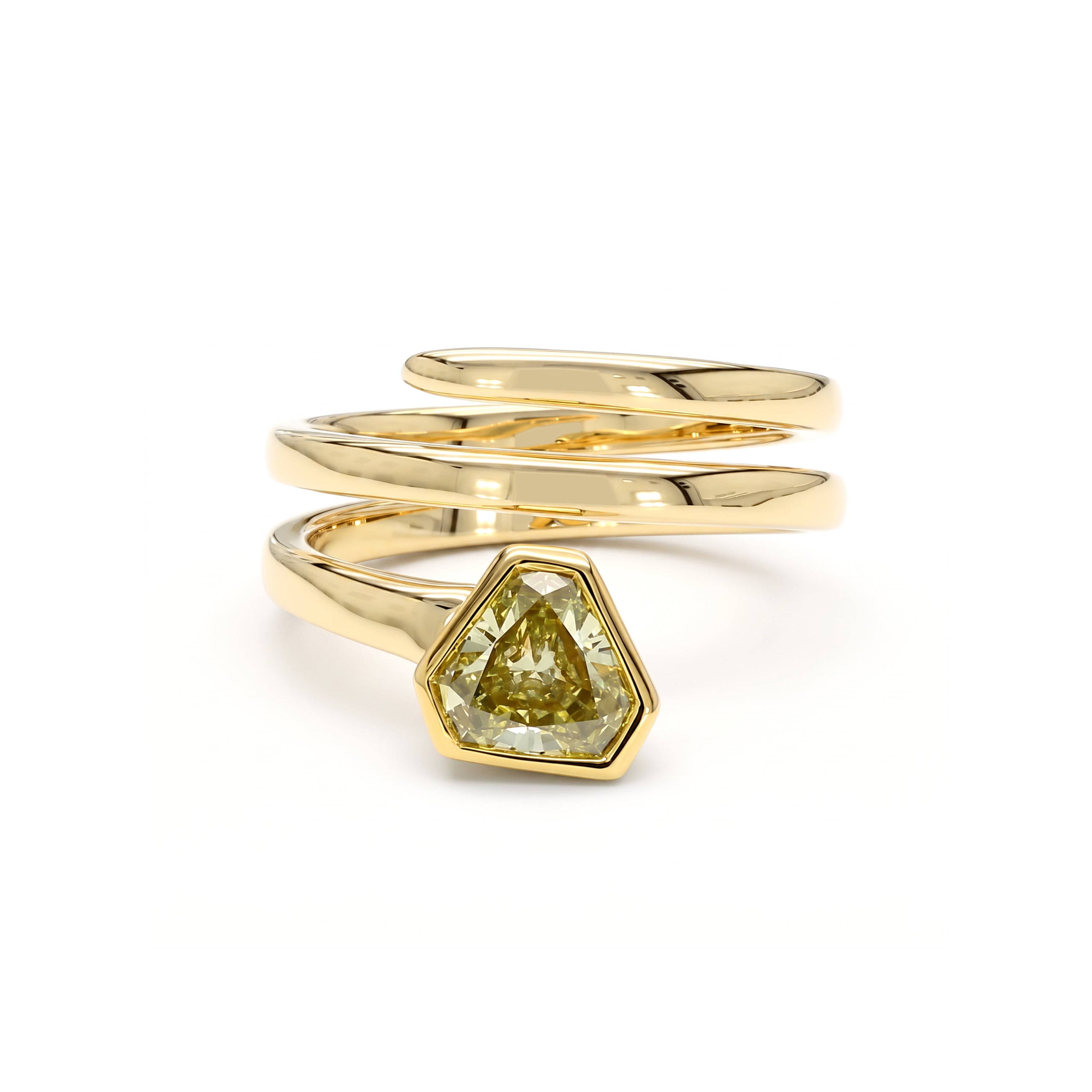 Natural Green Diamond Spiral Ring | GIA Certified