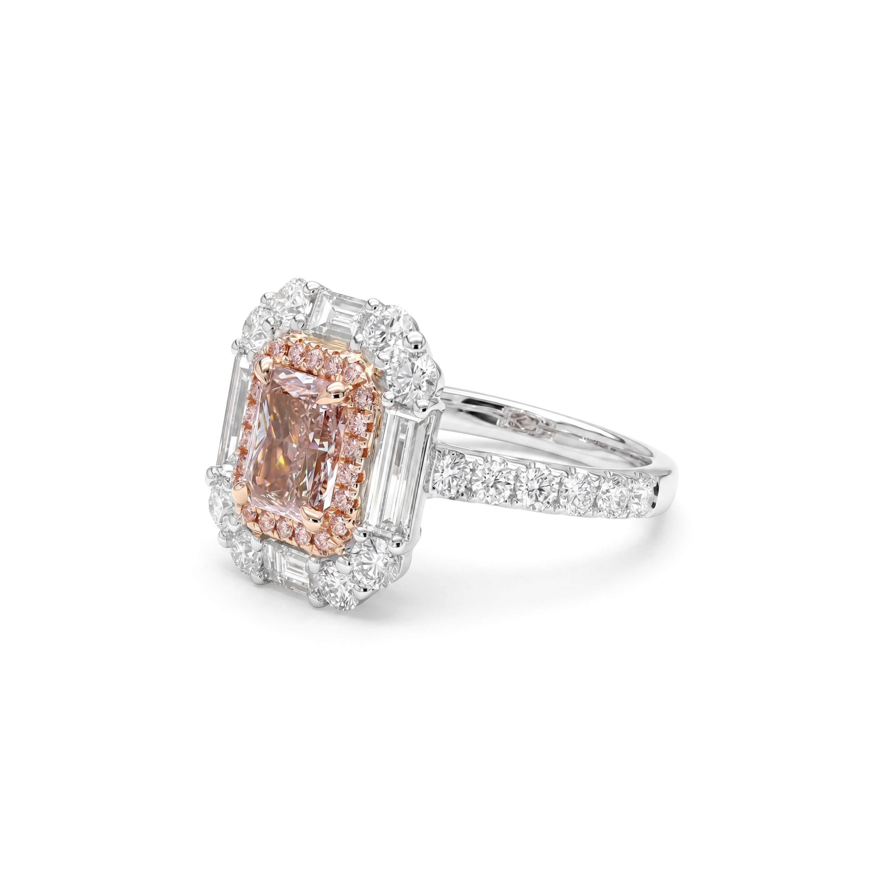 Natural Pink Radiant Diamond Halo Ring | GIA Certified