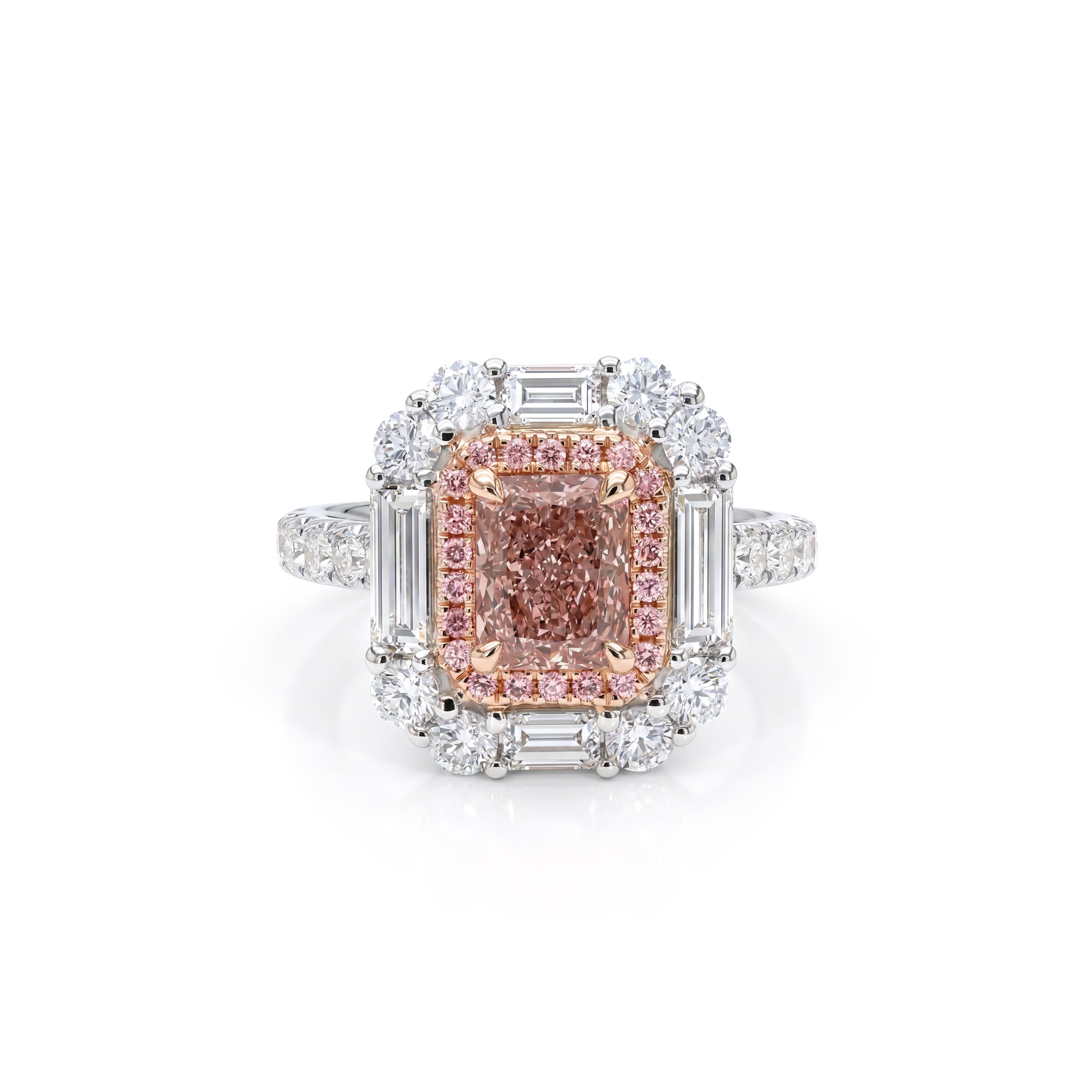 Natural Pink Radiant Diamond Halo Ring | GIA Certified