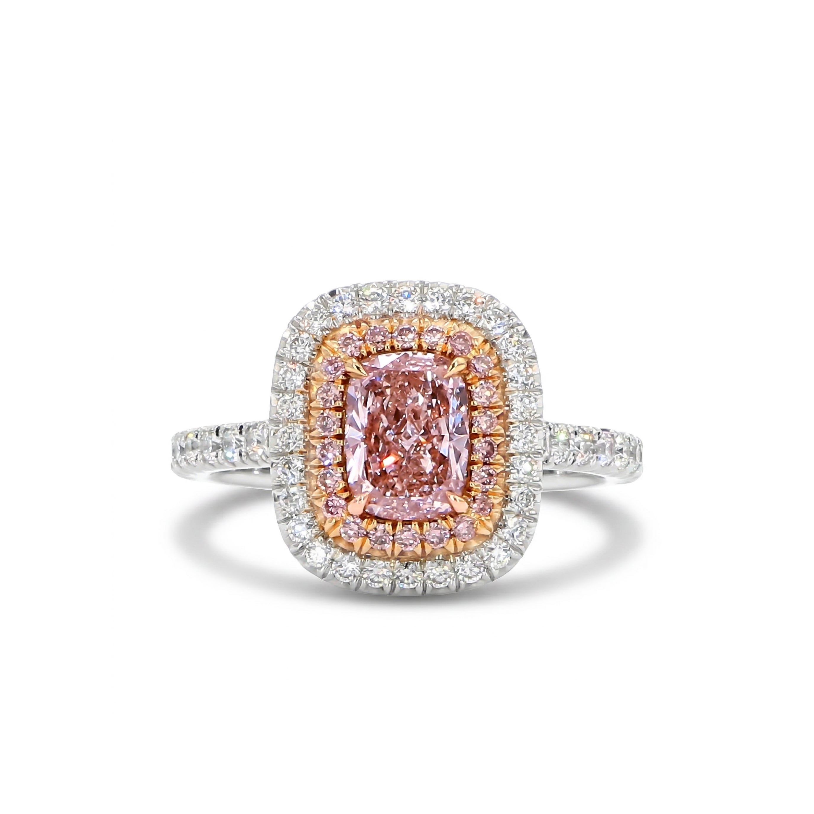 Natural Purple Cushion Diamond Halo Ring | GIA Certified product image 1