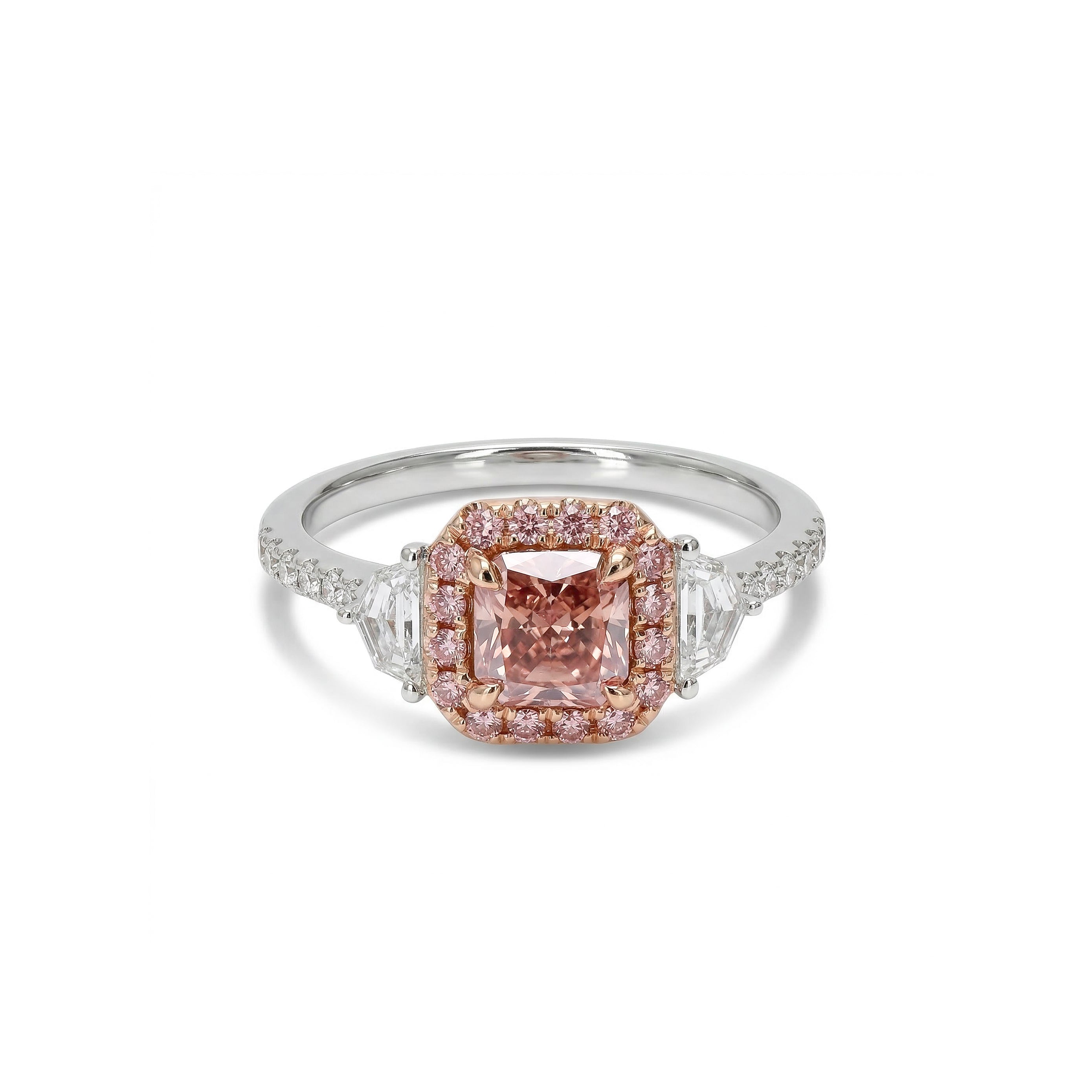 Natural Pink Radiant Diamond Halo Ring | GIA Certified product image 1