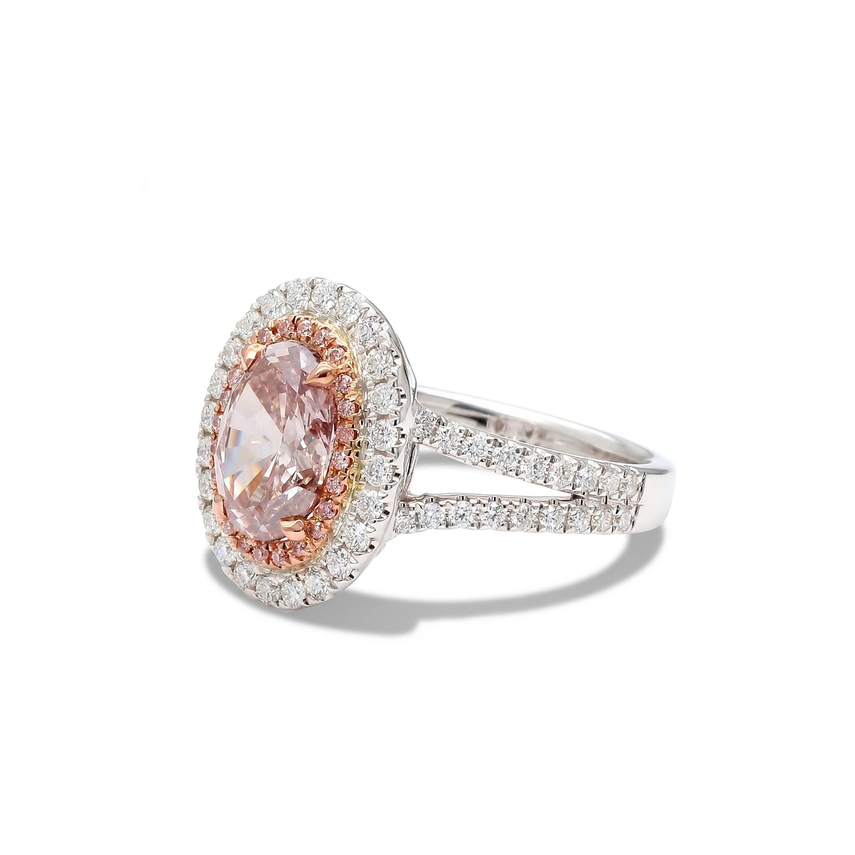 Natural Pink Oval Diamond Halo Ring | GIA Certified product image 2