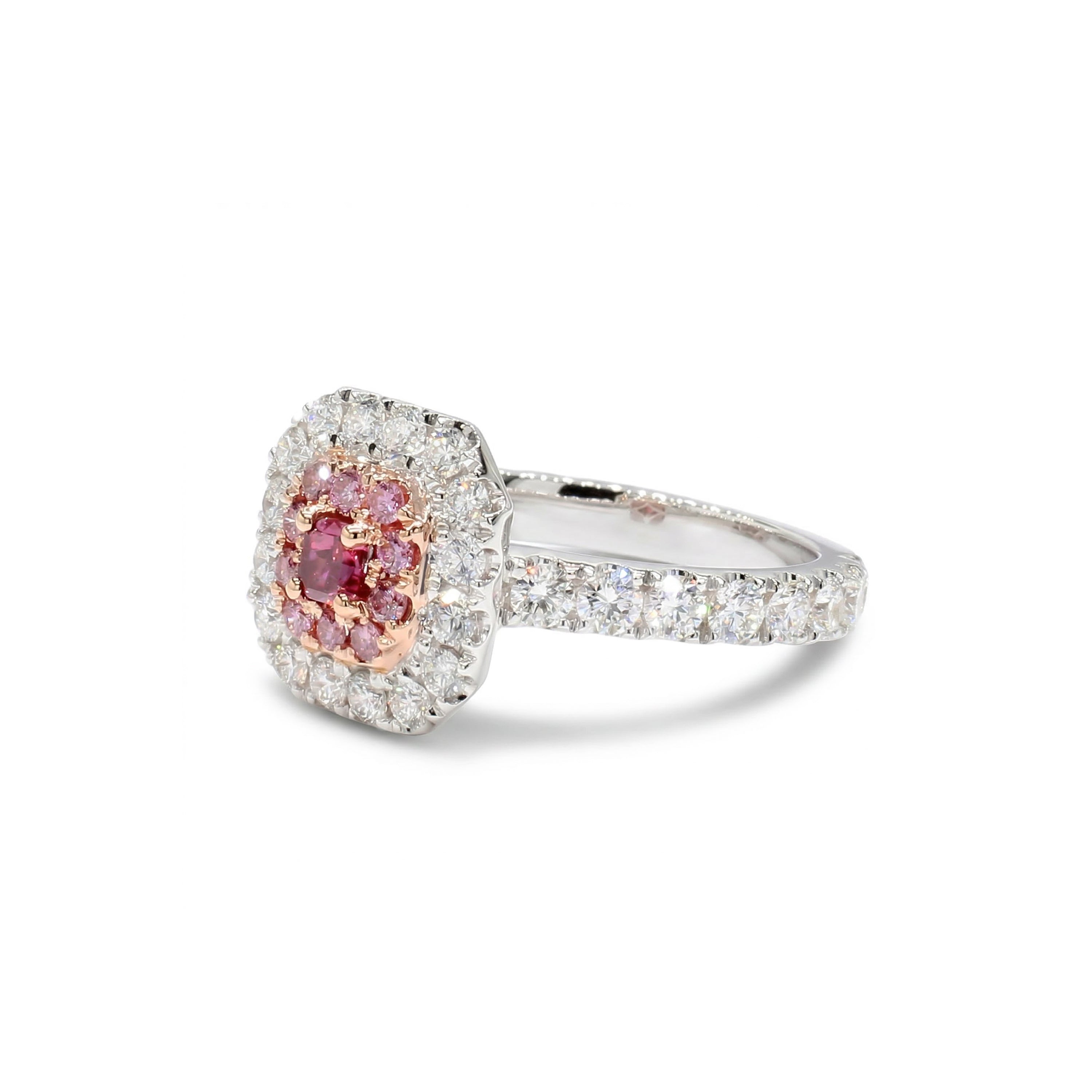 Natural Red Asscher Diamond Halo Ring | GIA Certified product image 2