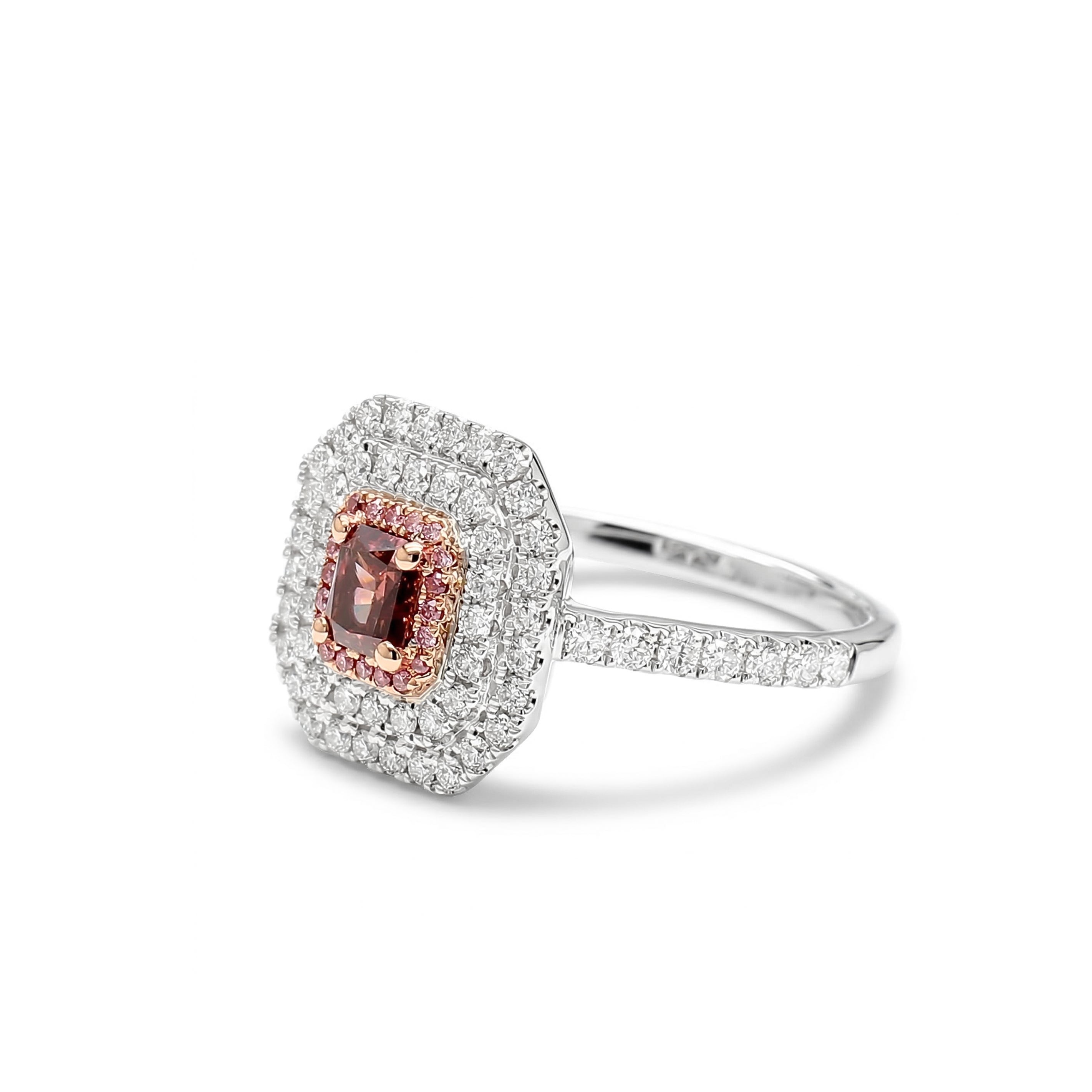 Natural Red Radiant Diamond Double Halo Ring | GIA Certified product image 2