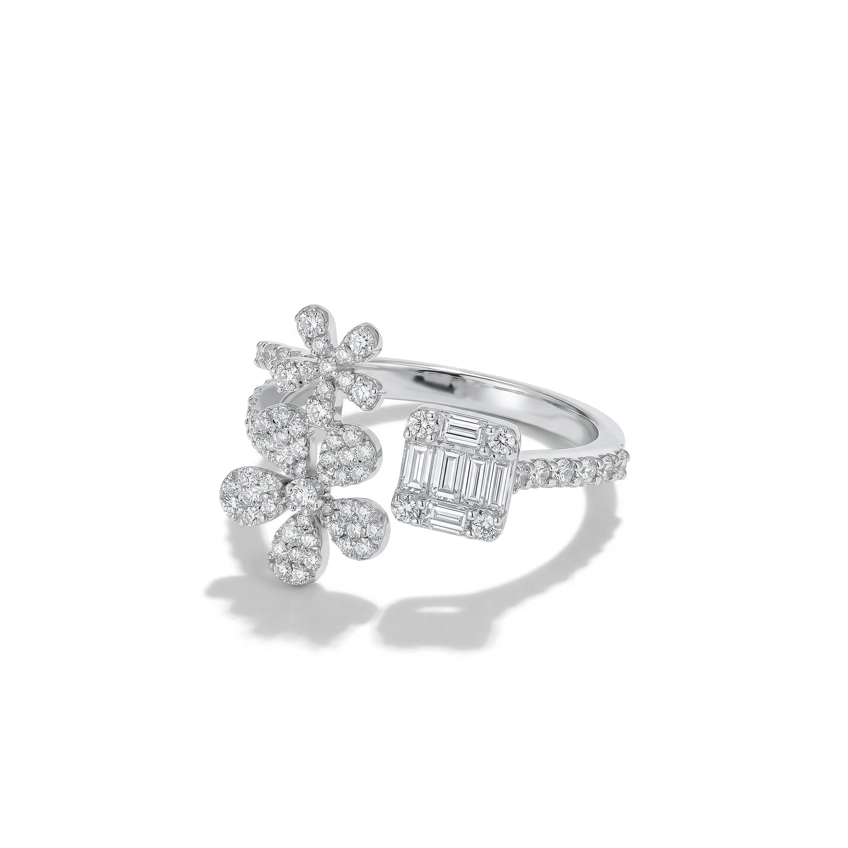 Natural Baguette Diamond Flower Ring product image 1
