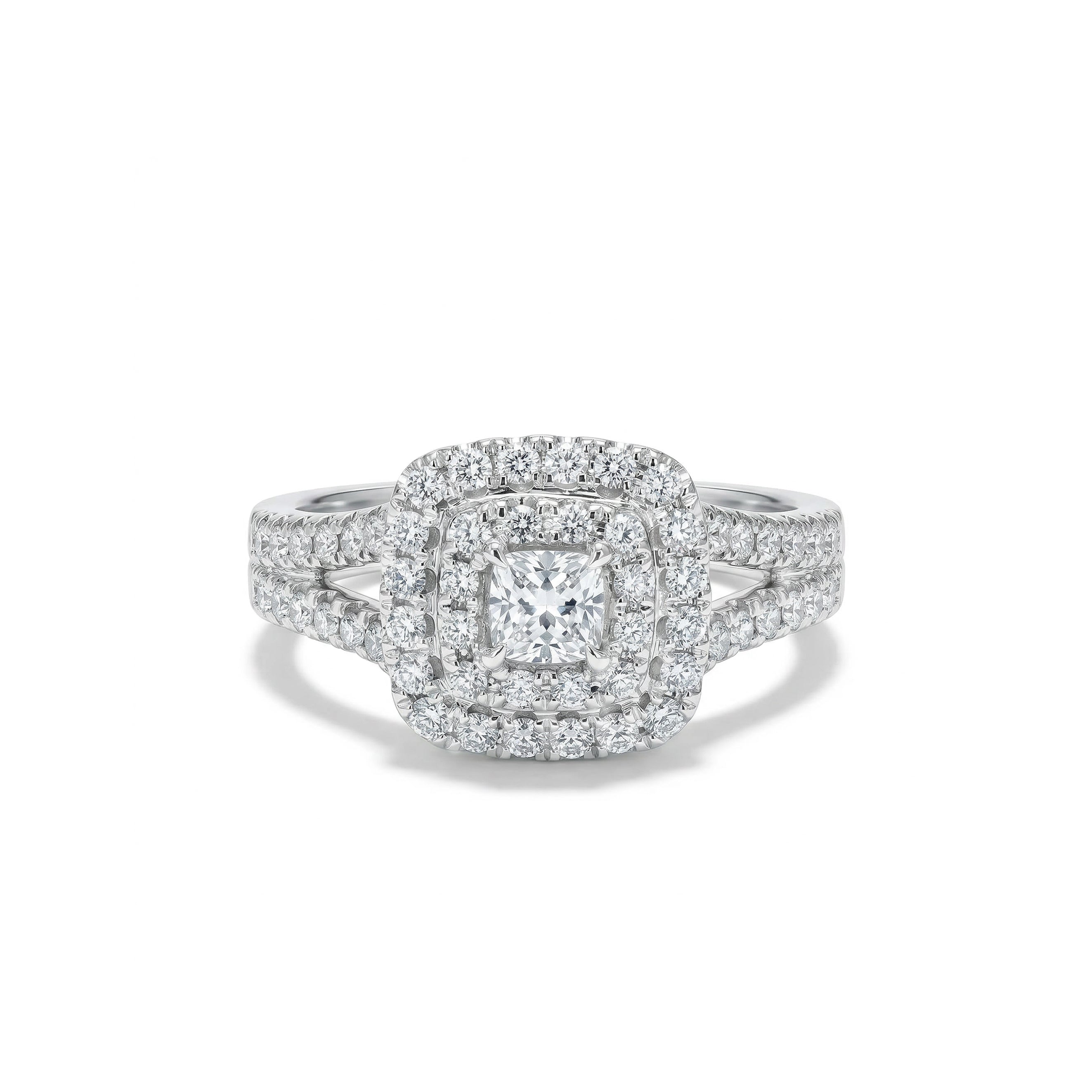 Natural Cushion Cut Diamond Double Halo Ring product image 1