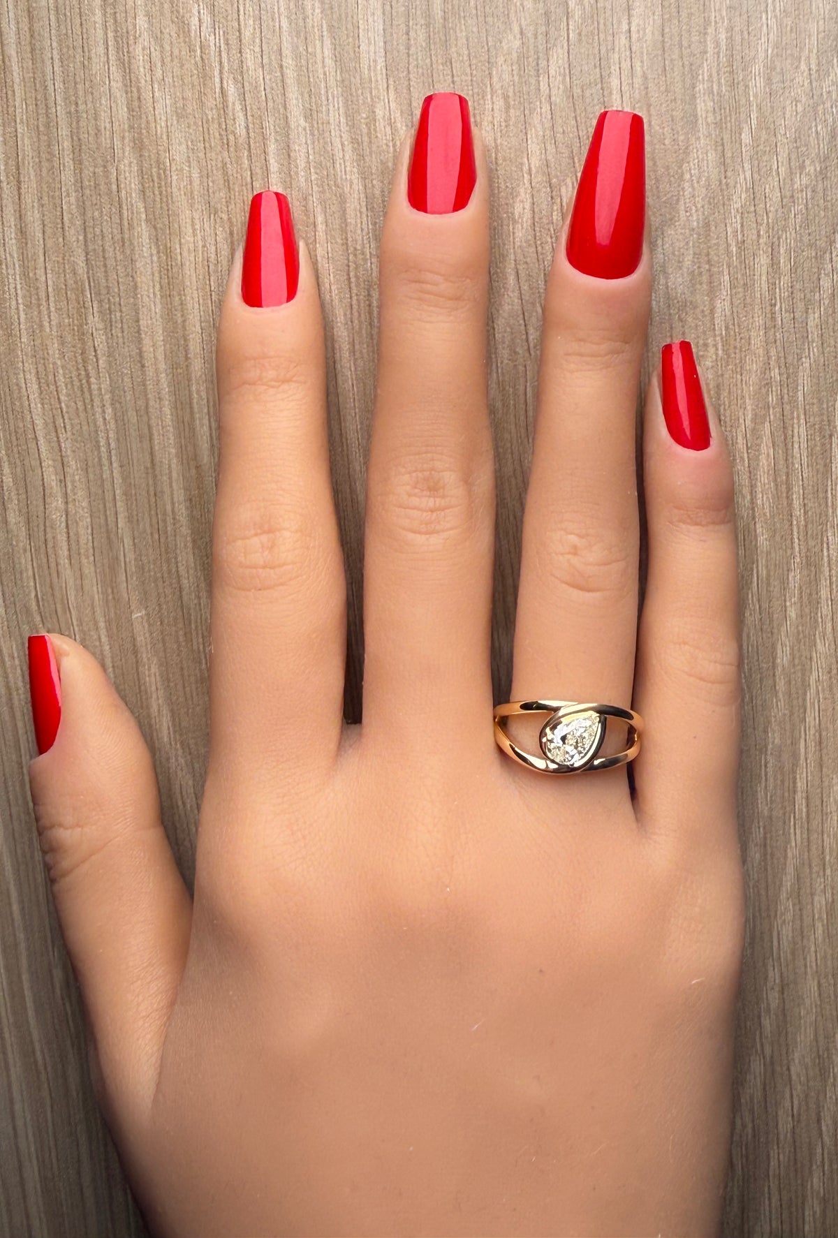 Natural White Pear Diamond Ring