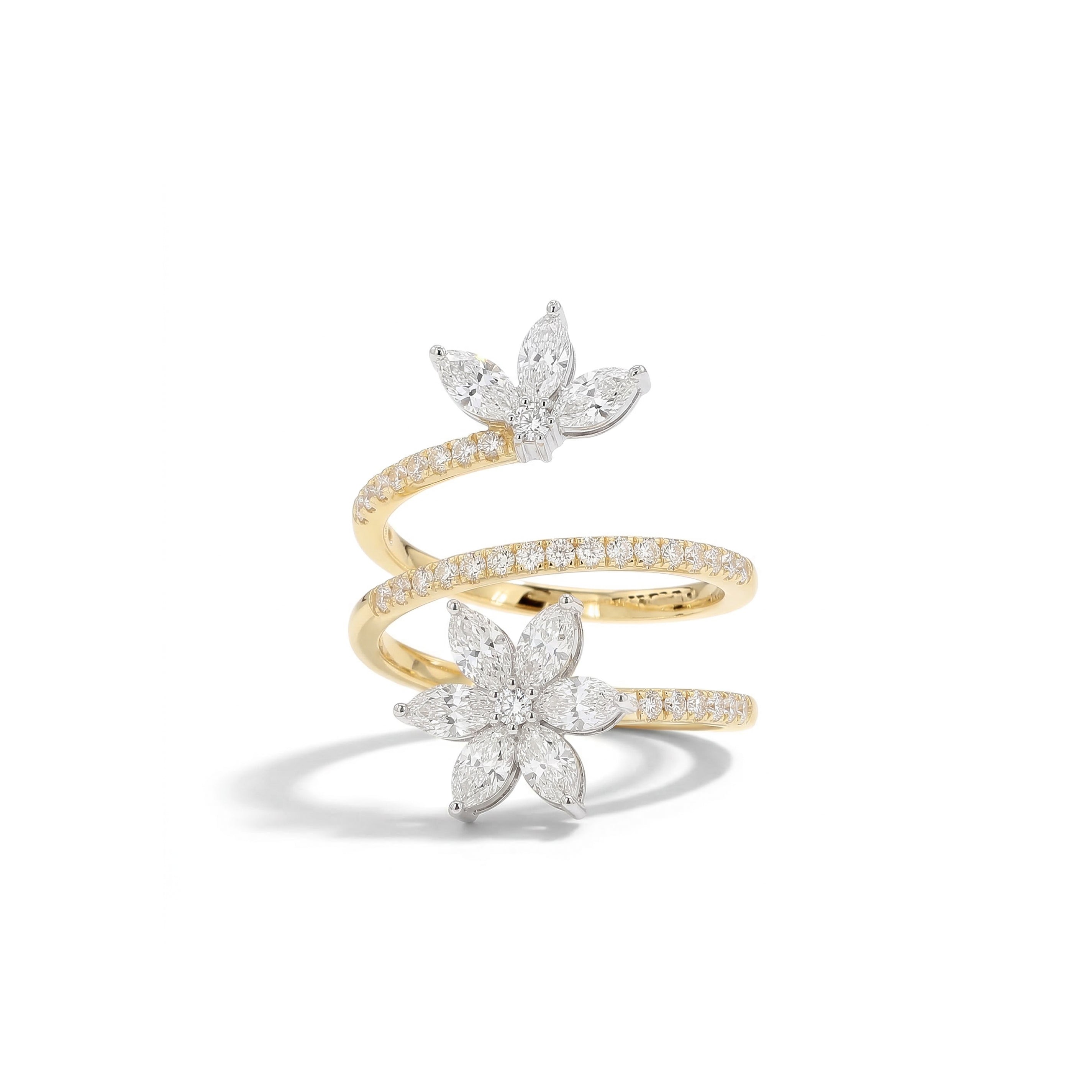 Natural Marquise Diamond Spiral Flower Ring product image 1