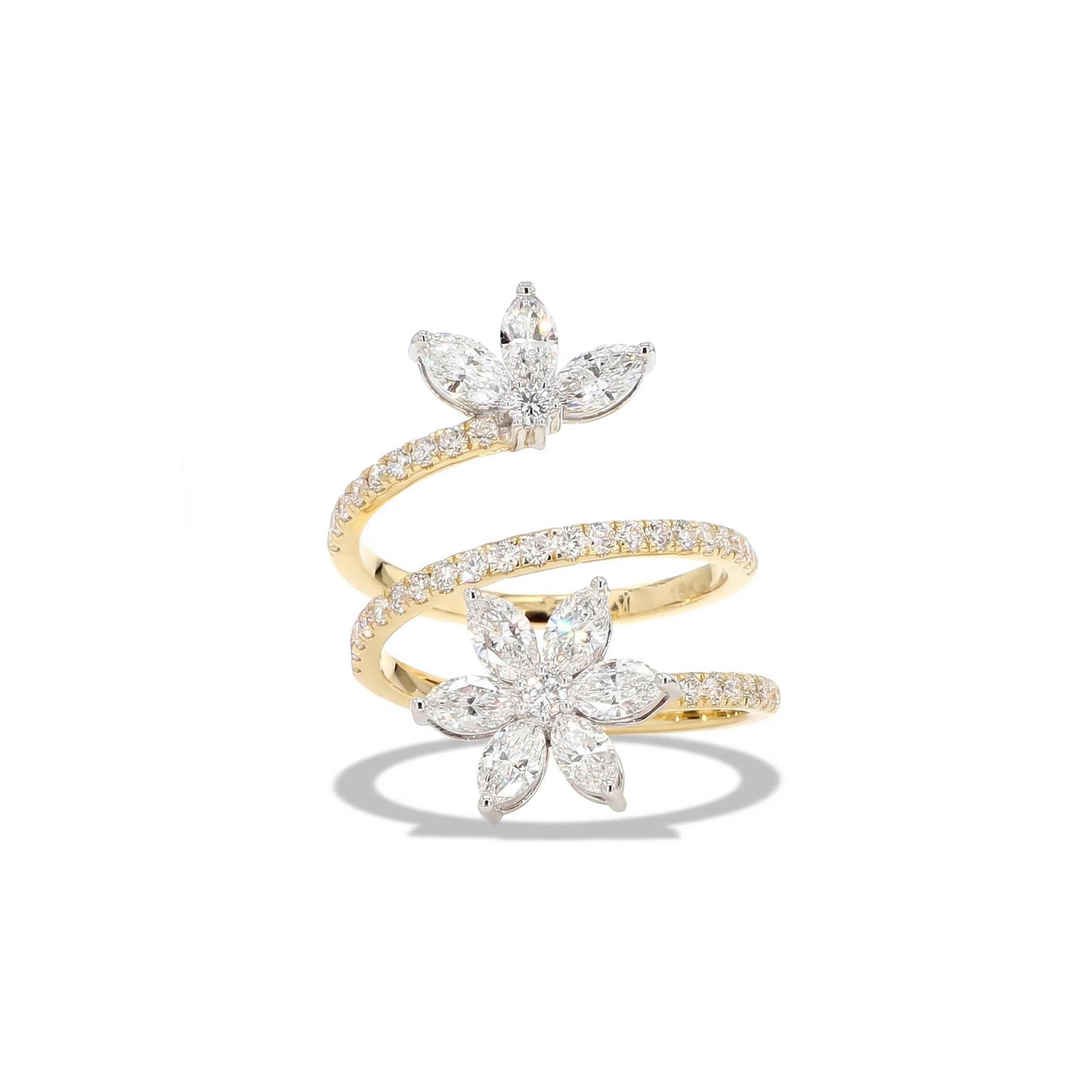 Natural Marquise Diamond Spiral Flower Ring product image 2