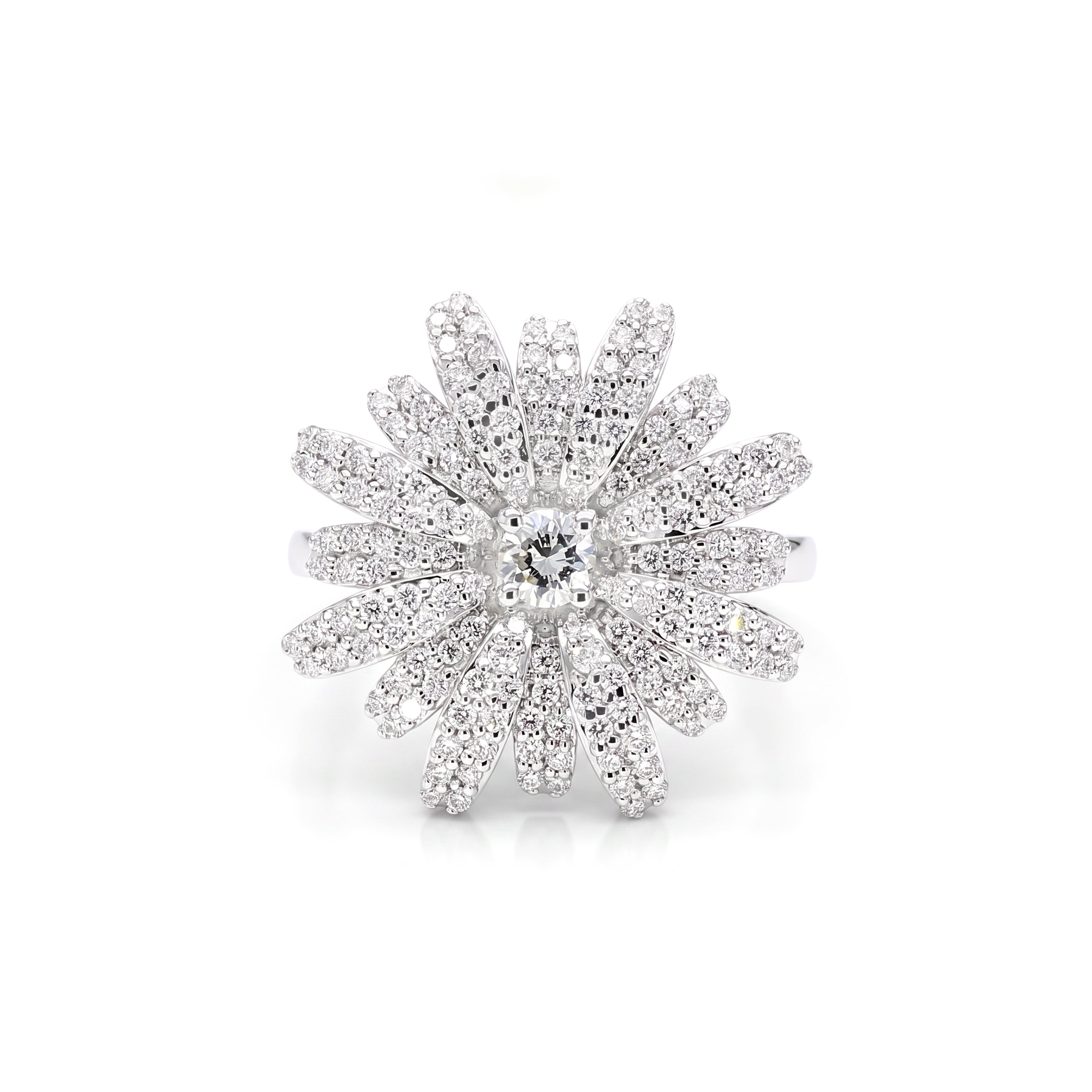 Natural Pavé Diamond Flower Ring