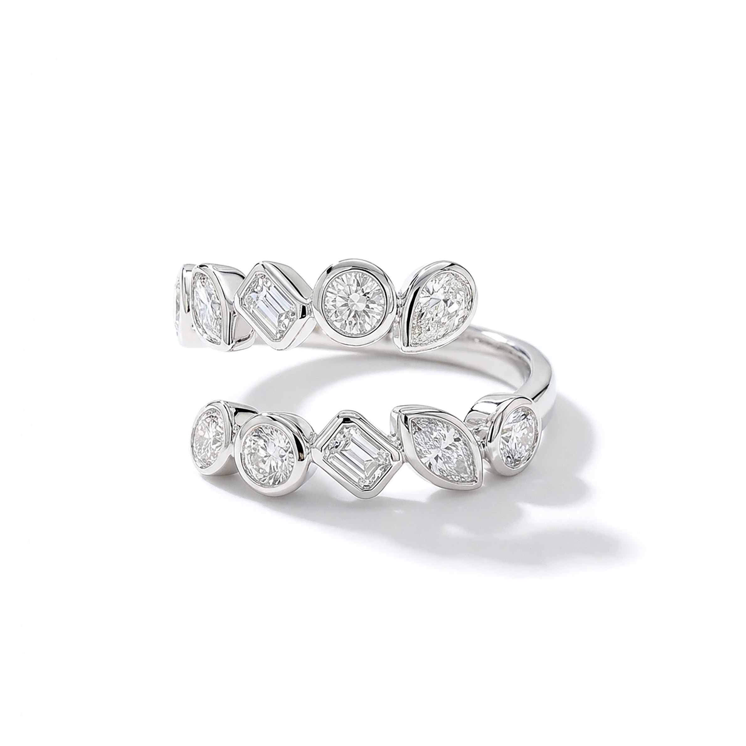 Natural Multi-Shape Diamond Crossover Bezel Ring product image 1