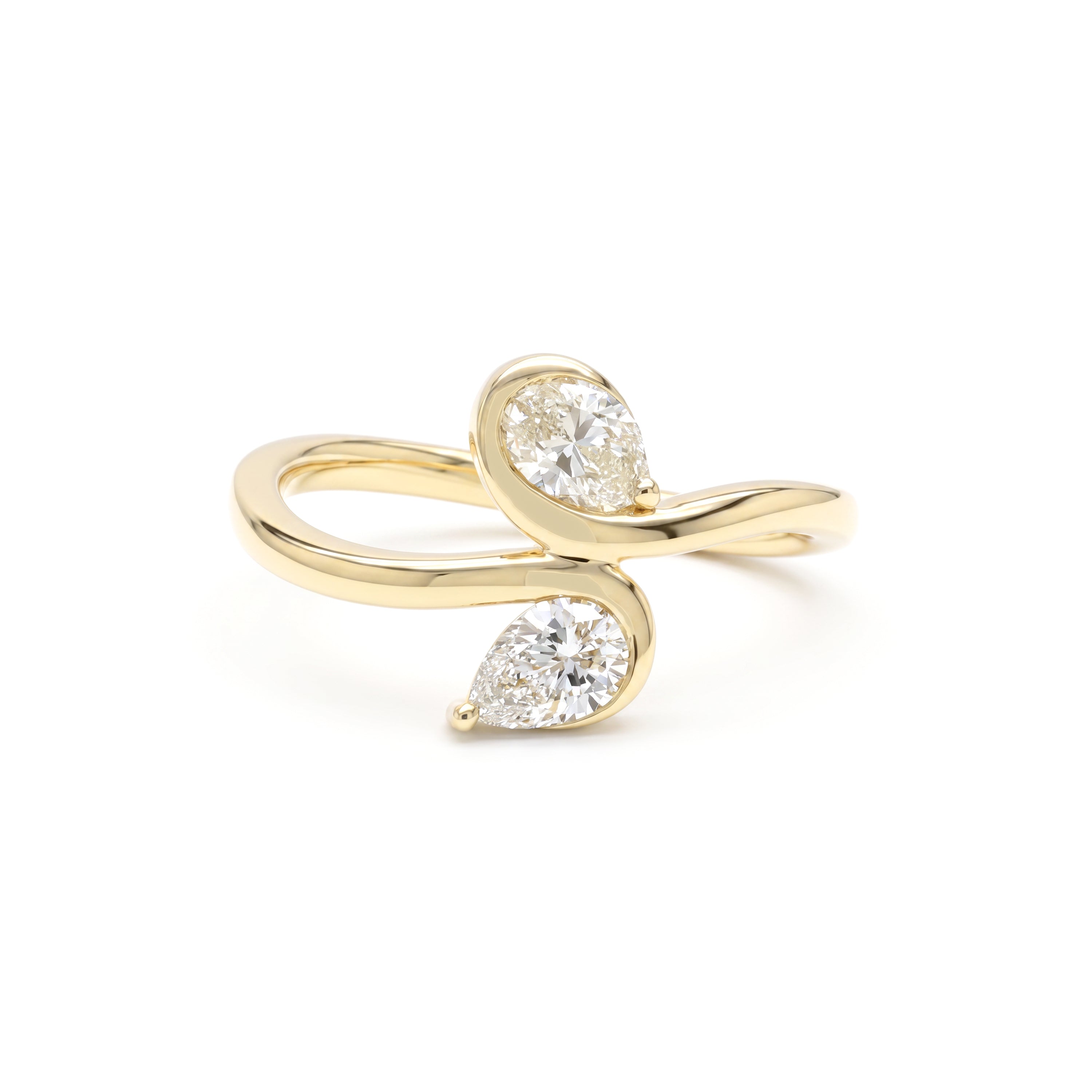 Natural Pear Diamond Crossover Ring