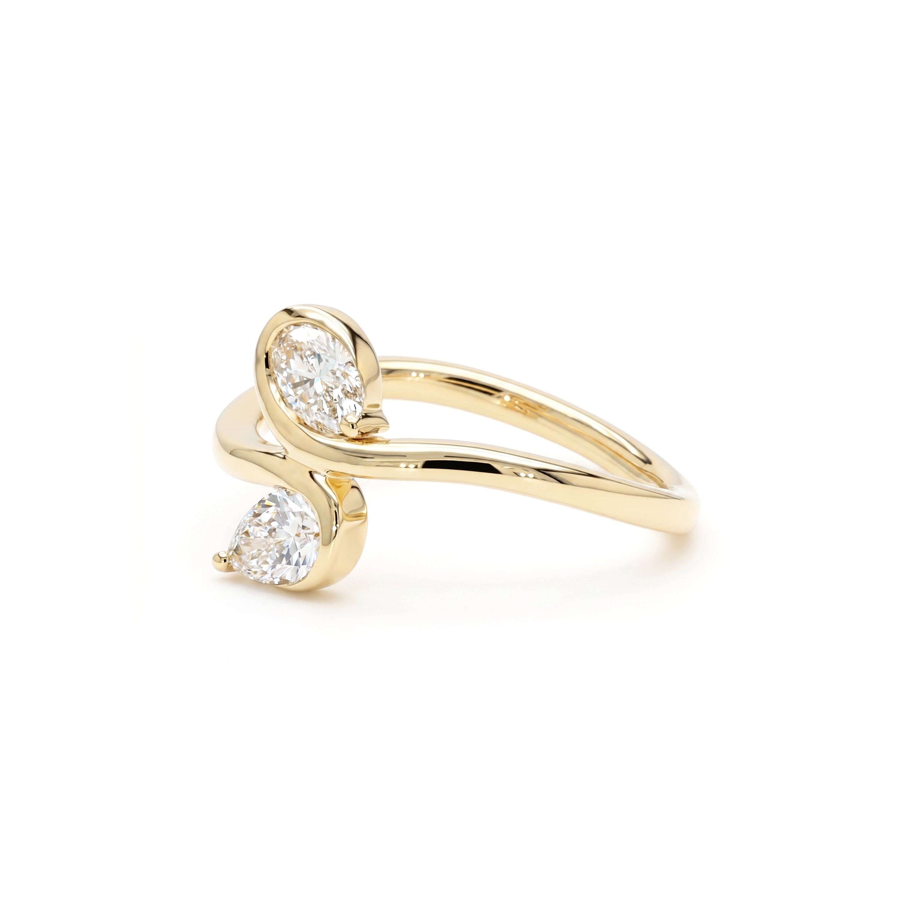 Natural Pear Diamond Crossover Ring