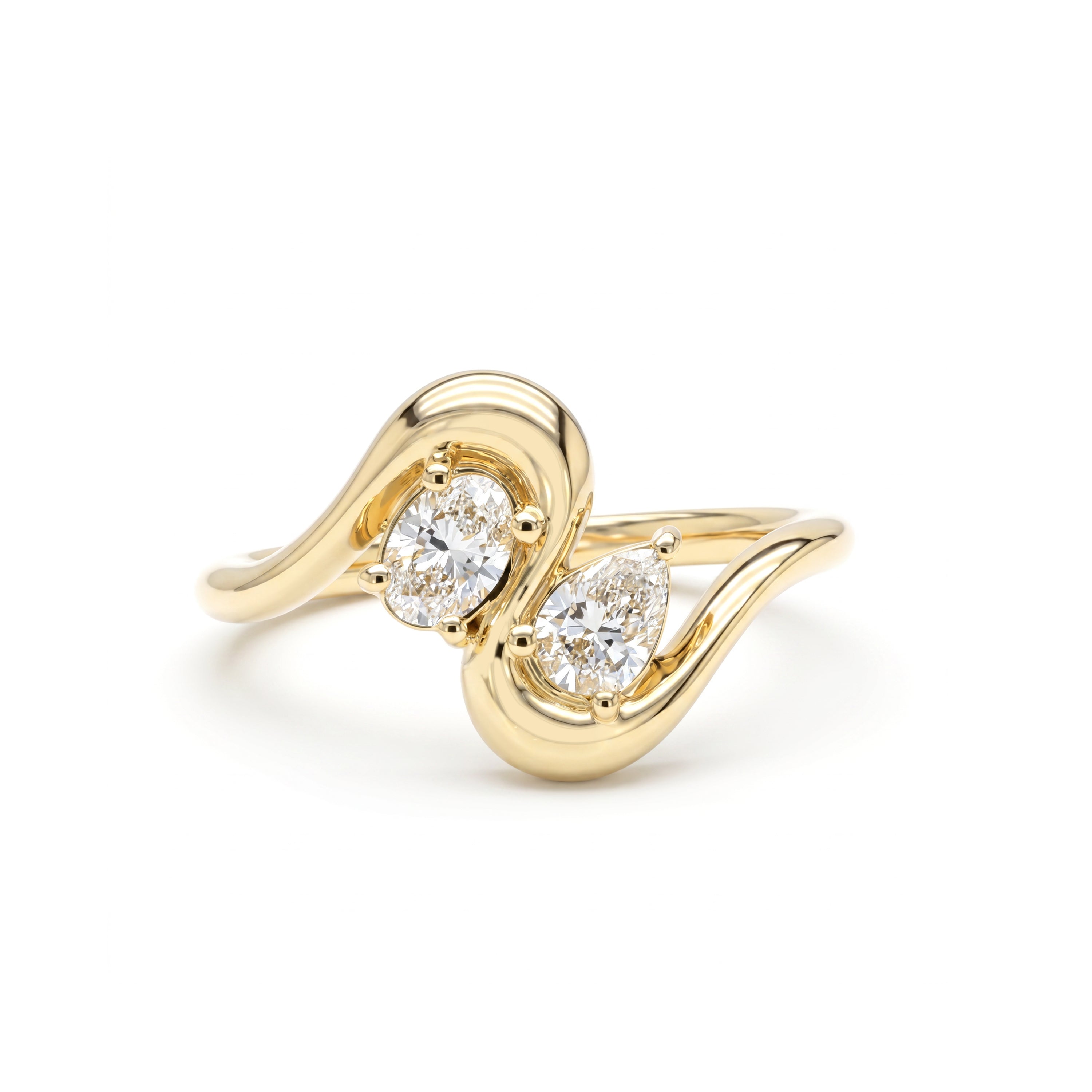 Natural Pear & Oval Diamond "S" Ring