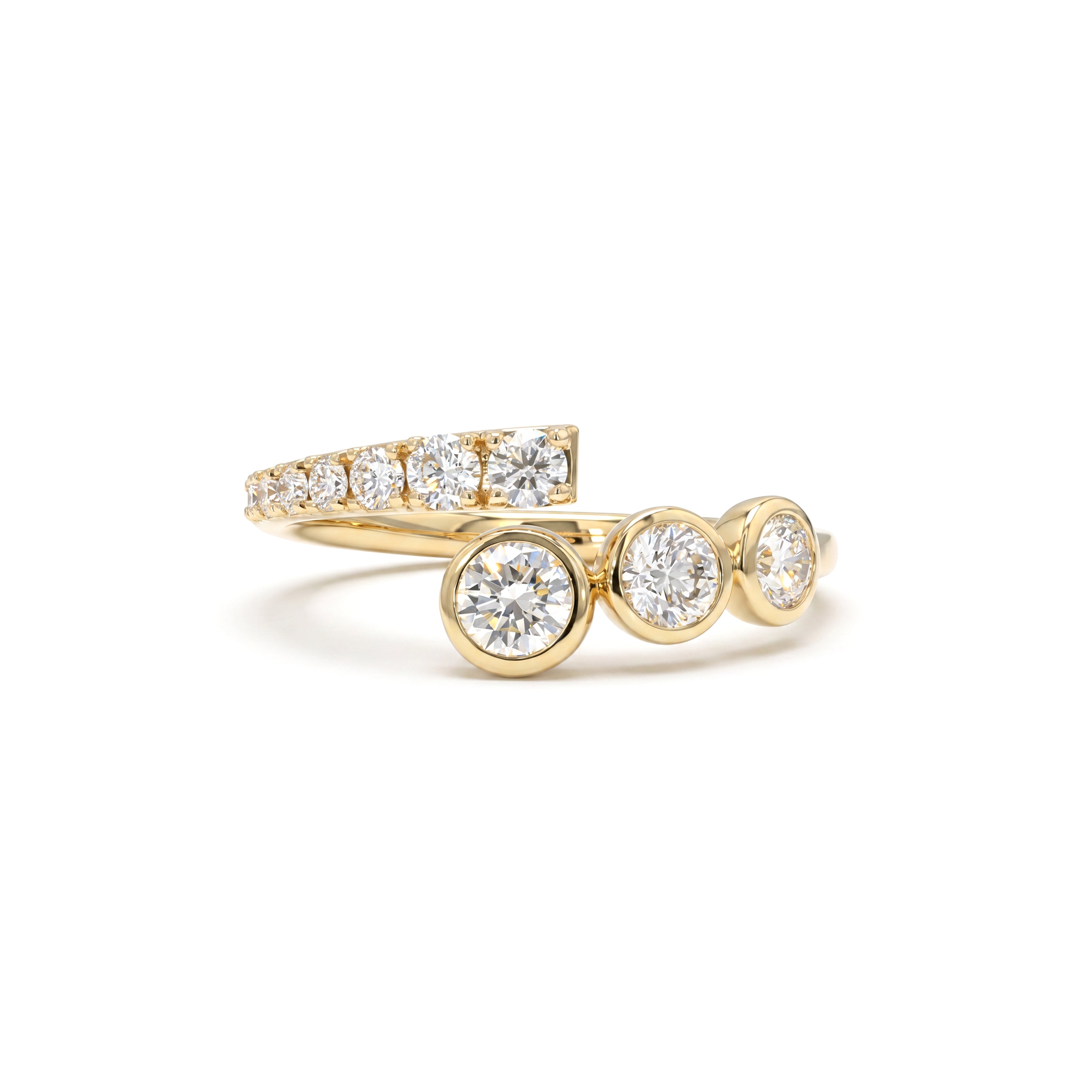 Natural Diamond Bezel Crossover Ring