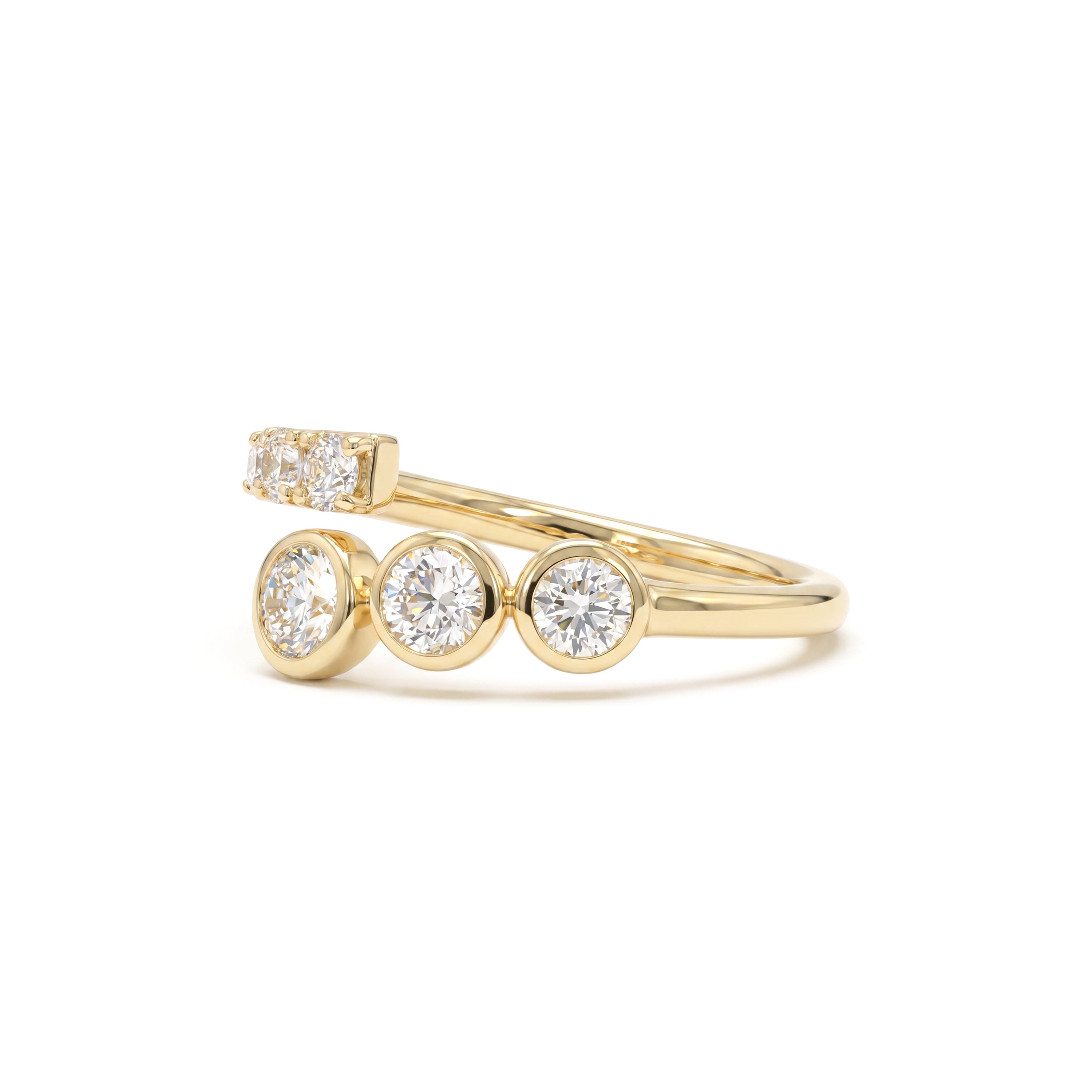 Natural Diamond Bezel Crossover Ring