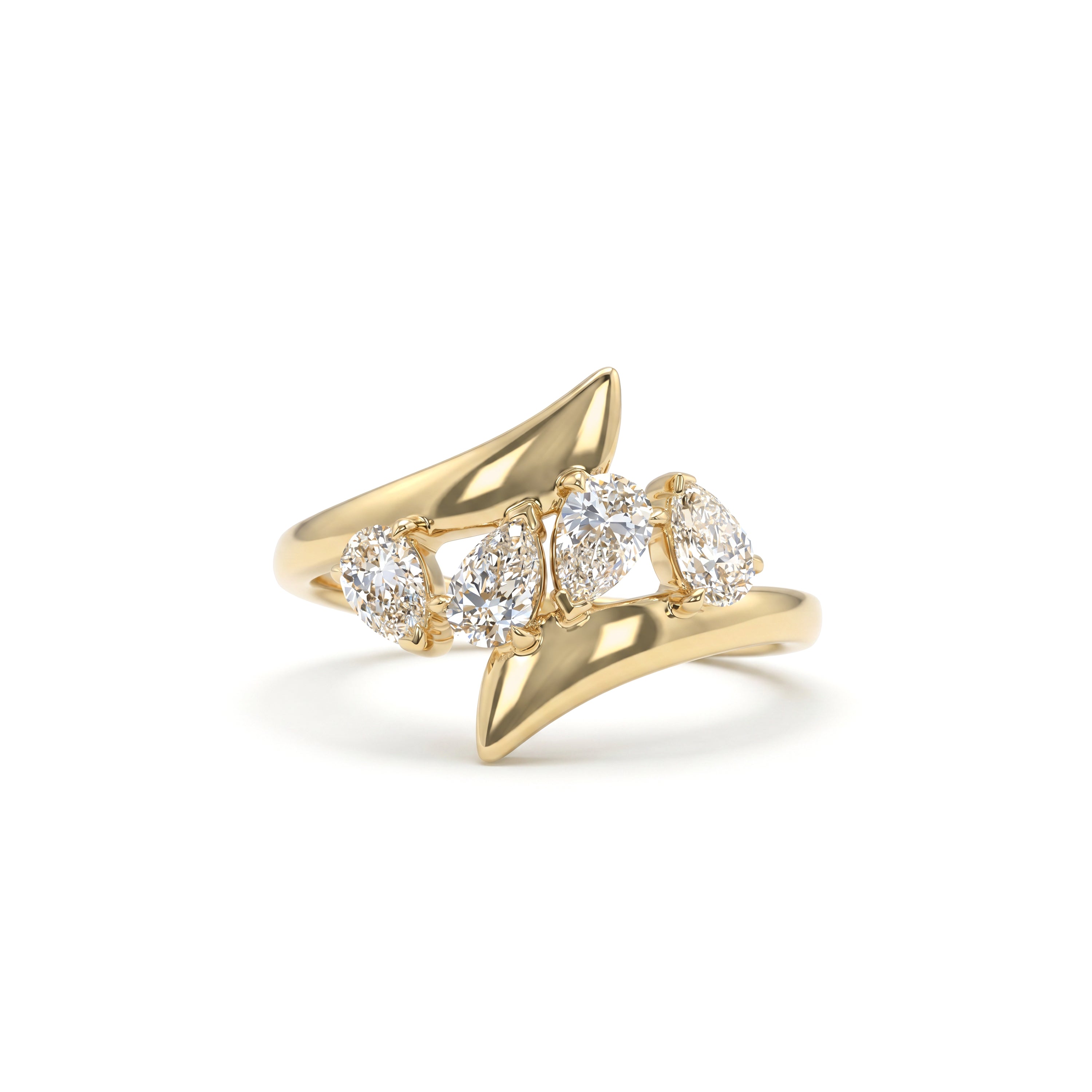Natural Pear Diamond Crossover Ring
