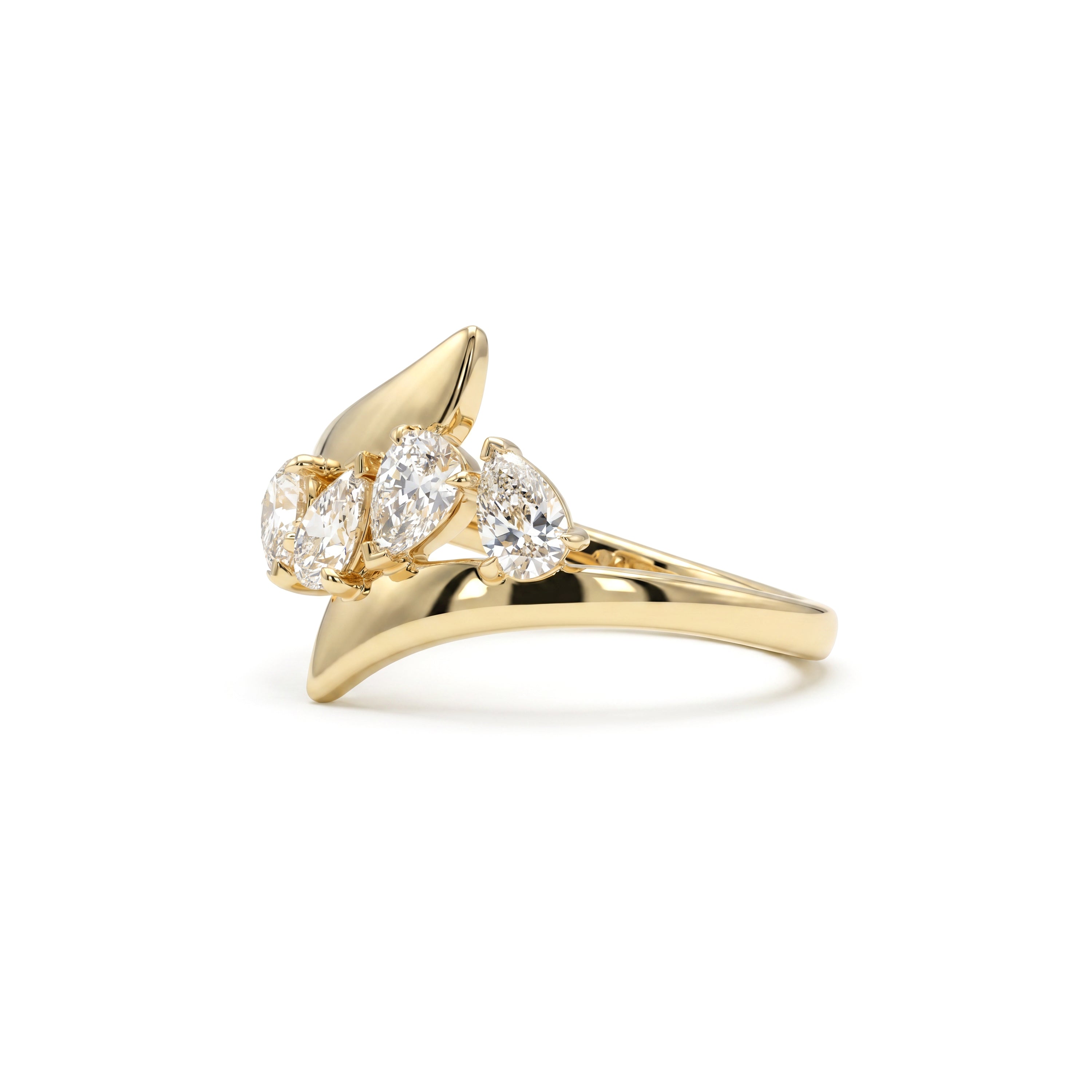 Natural Pear Diamond Crossover Ring
