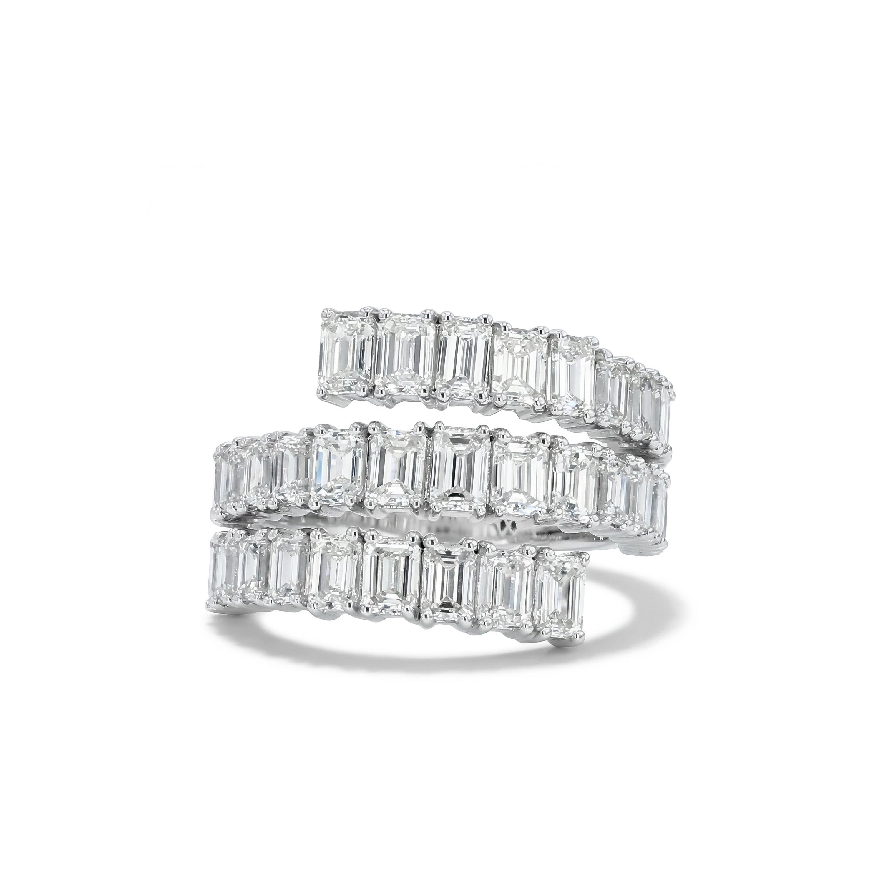 Natural Emerald Cut Diamond Spiral Ring product image 1