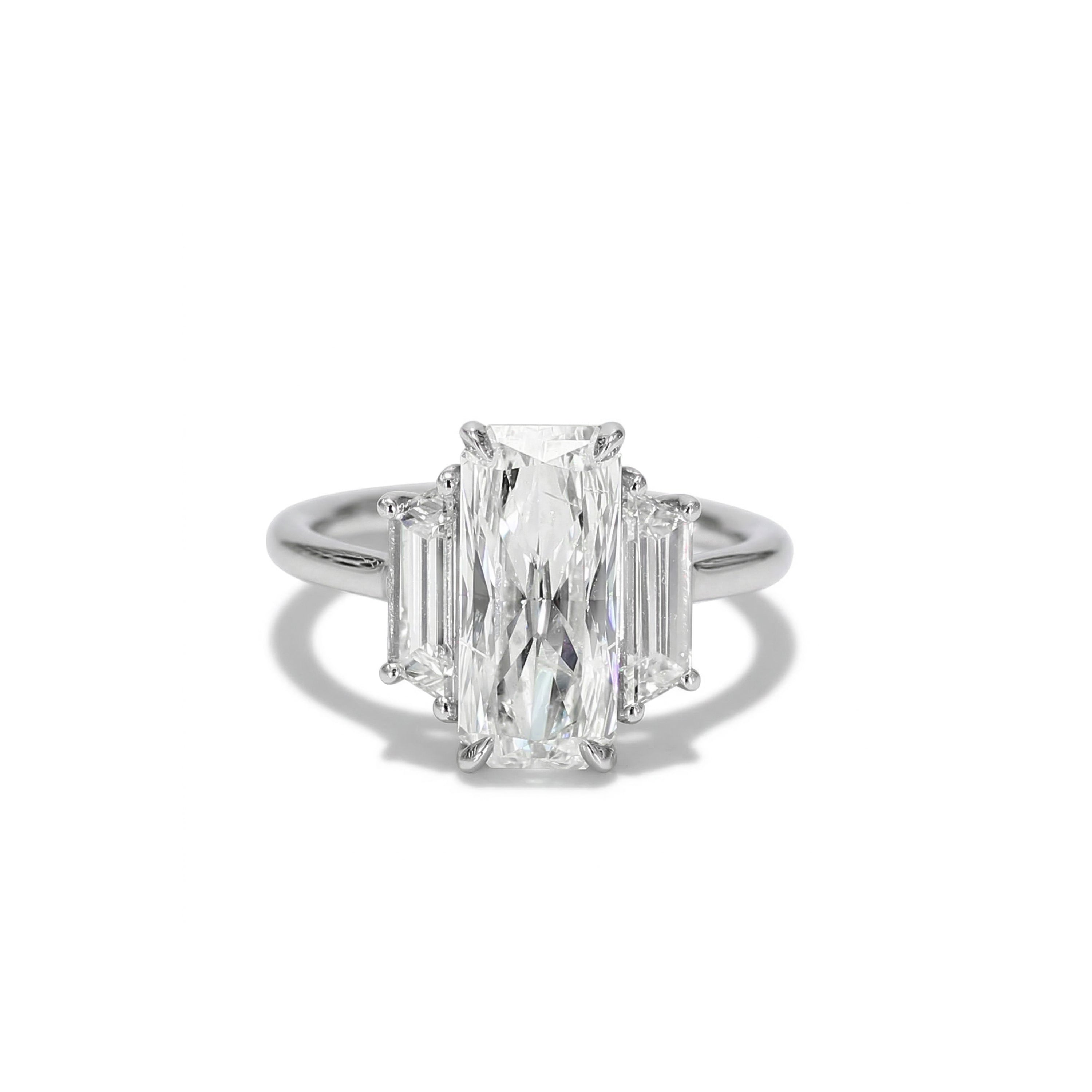 Natural Elongated Radiant Diamond Ring with Trapezoids product image 1