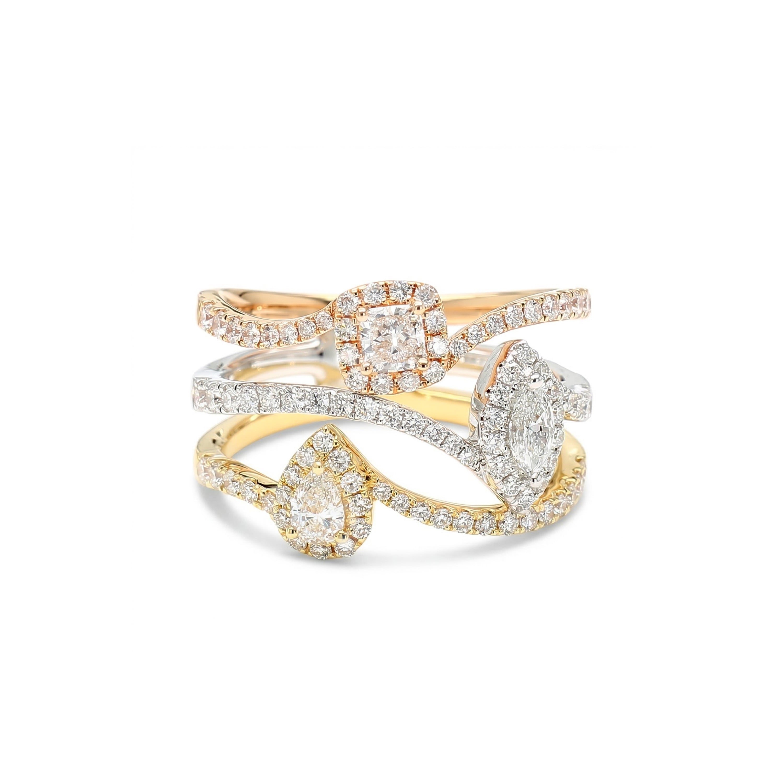 Natural Multi-Shape Diamond Spiral Ring product image 1