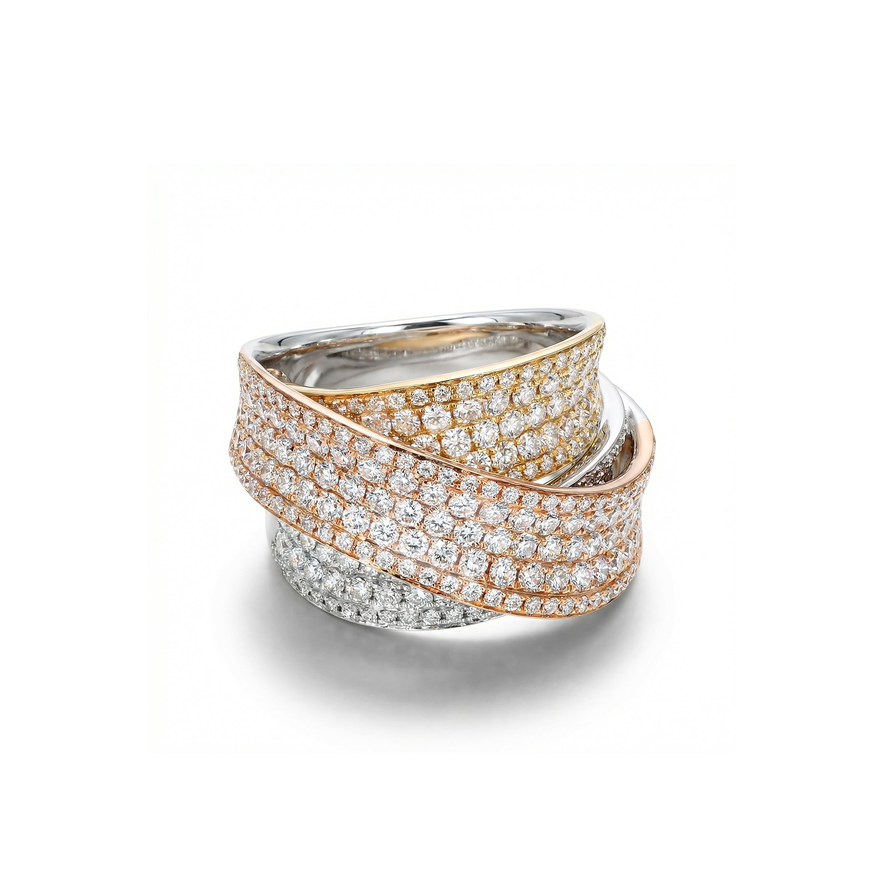 Natural Diamond Tri-Gold Ribbon Ring product image 1