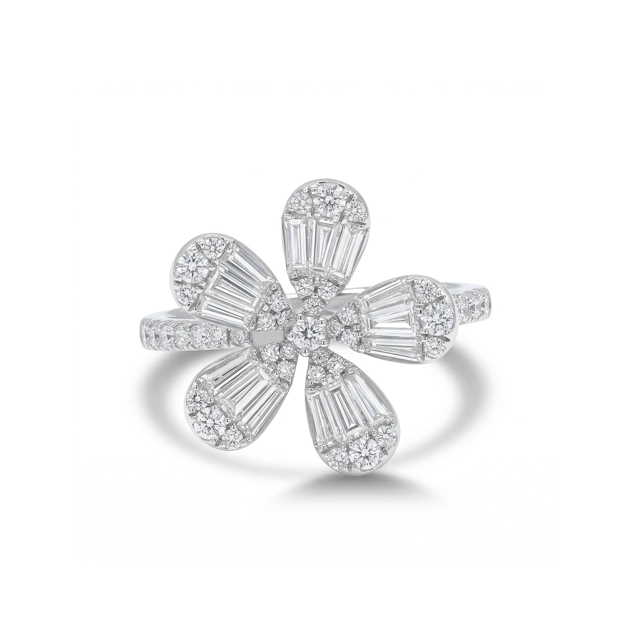 Natural Trapezoid Diamond Flower Ring product image 1