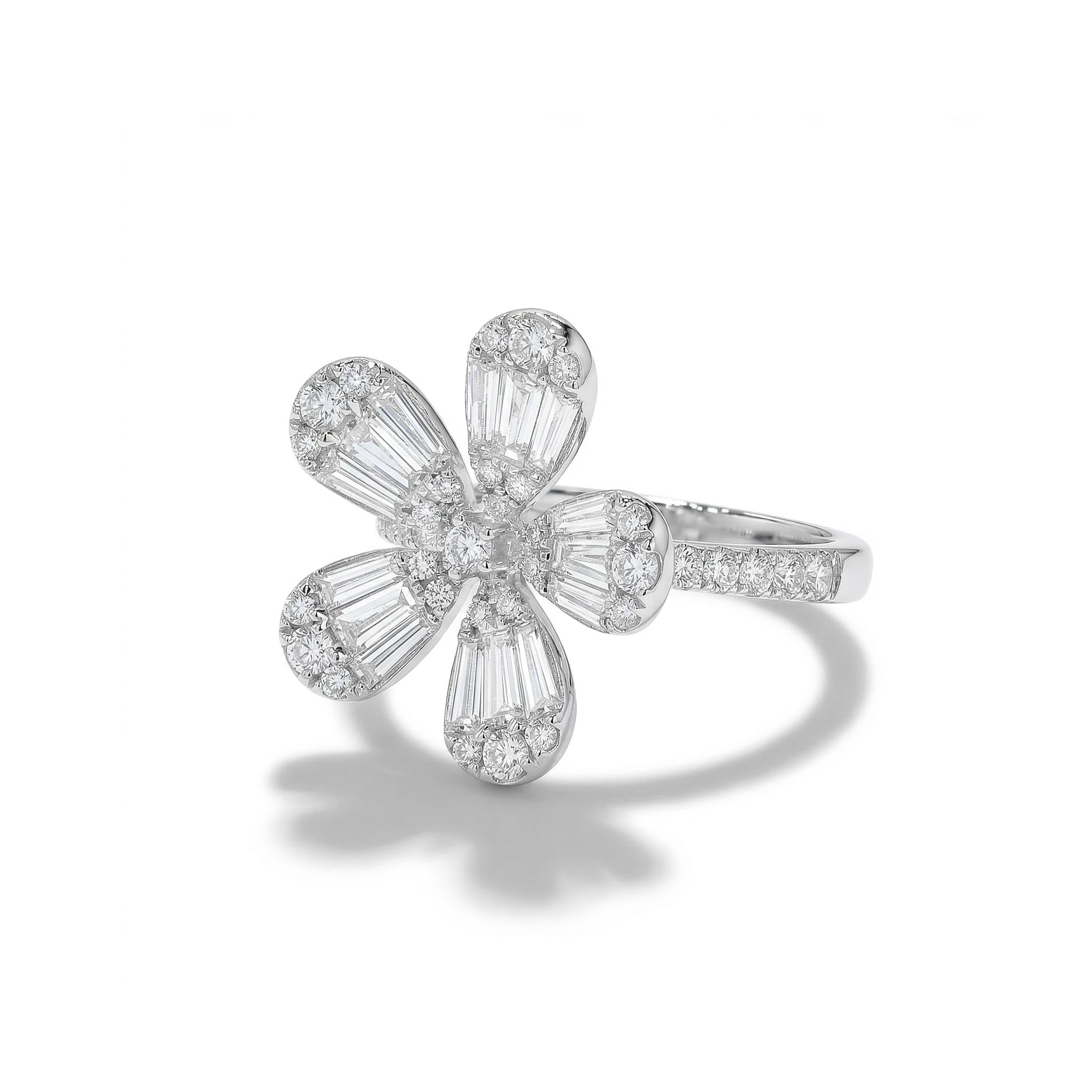Natural Trapezoid Diamond Flower Ring product image 2