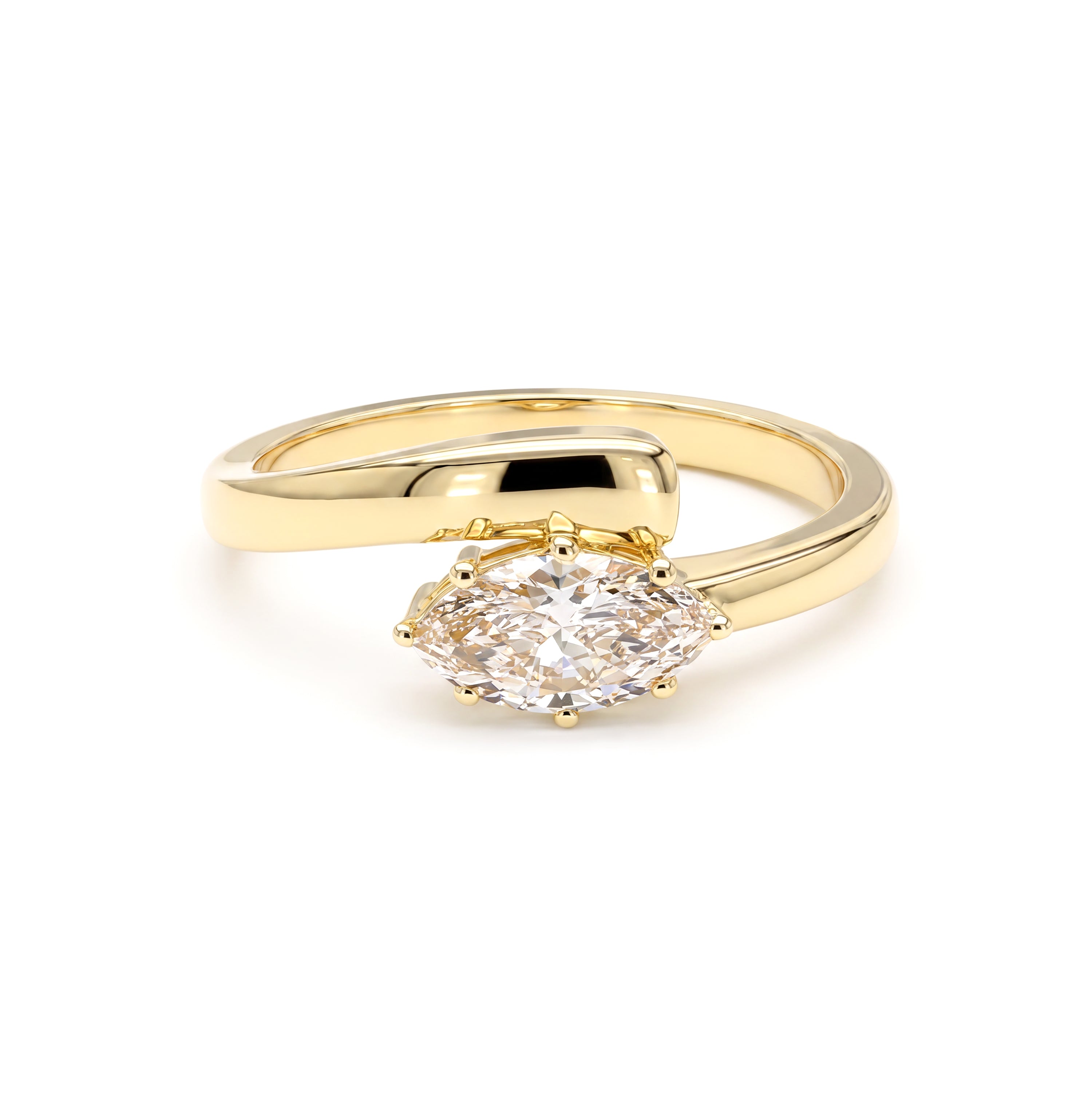 Natural White Marquise Diamond Crossover Ring