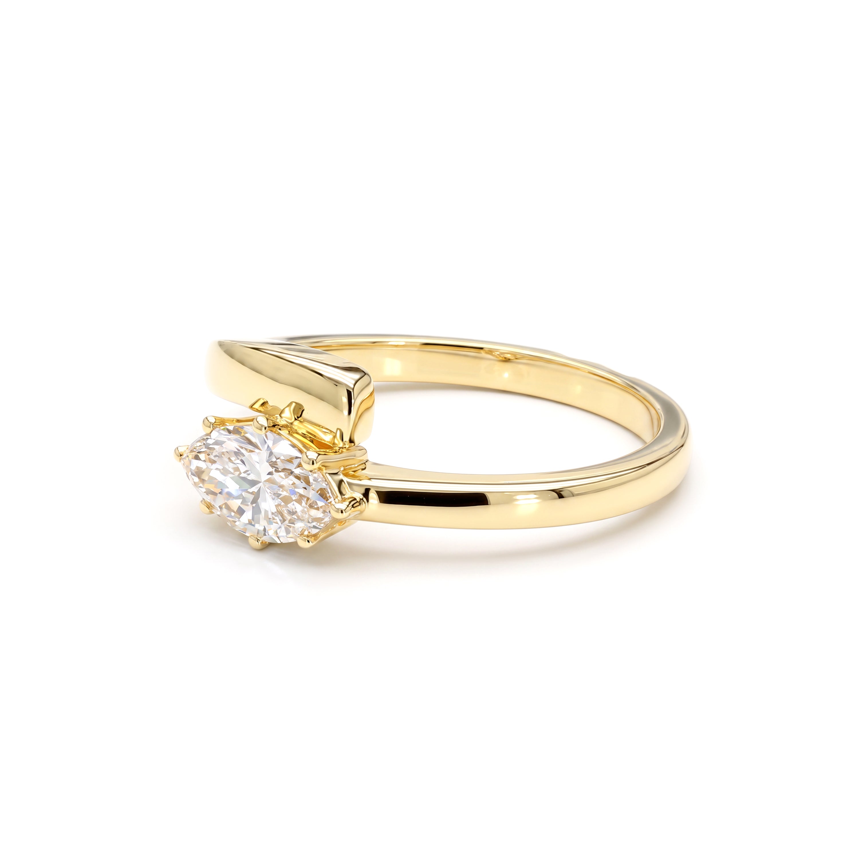 Natural White Marquise Diamond Crossover Ring