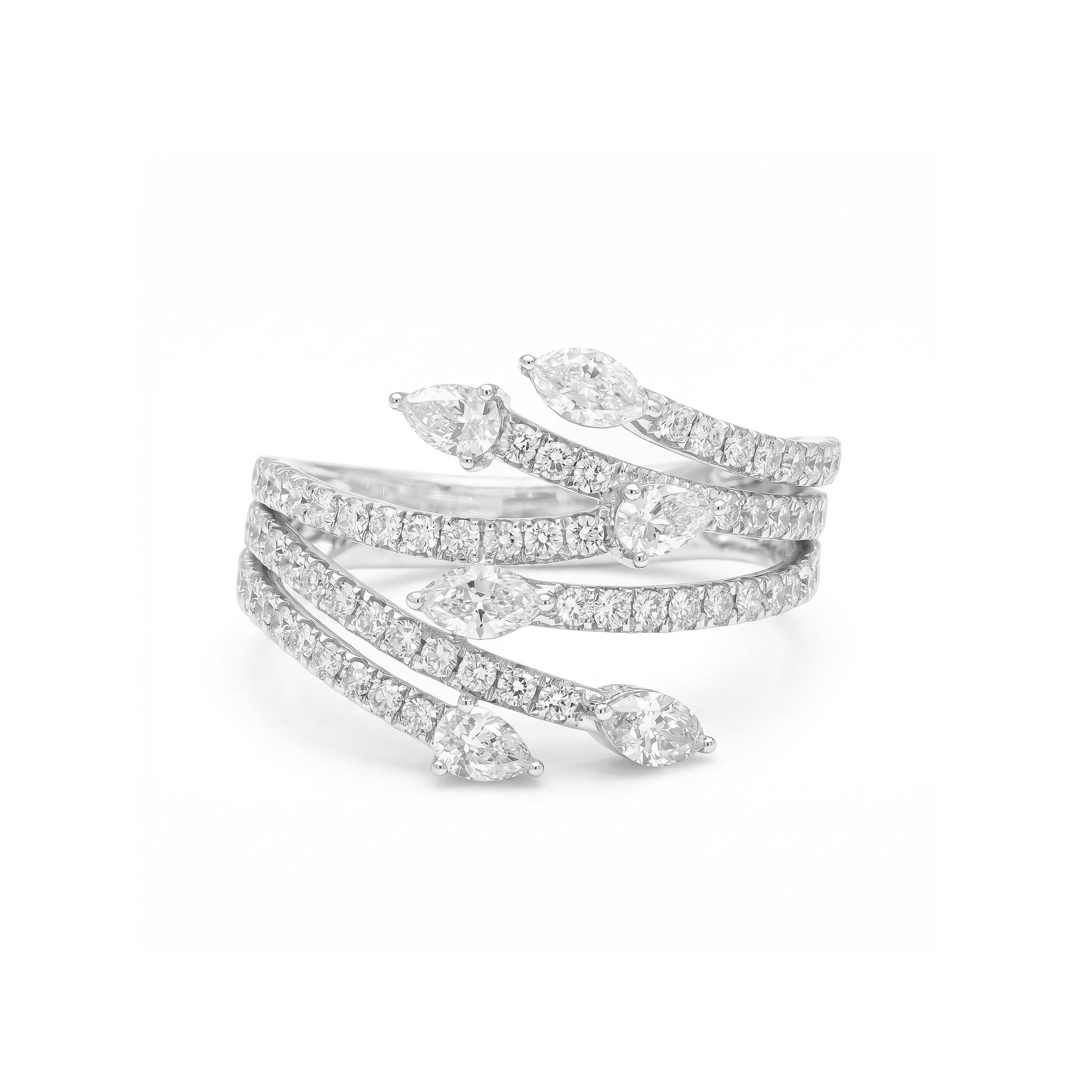 Natural Pear & Marquise Diamond Crossover RING
