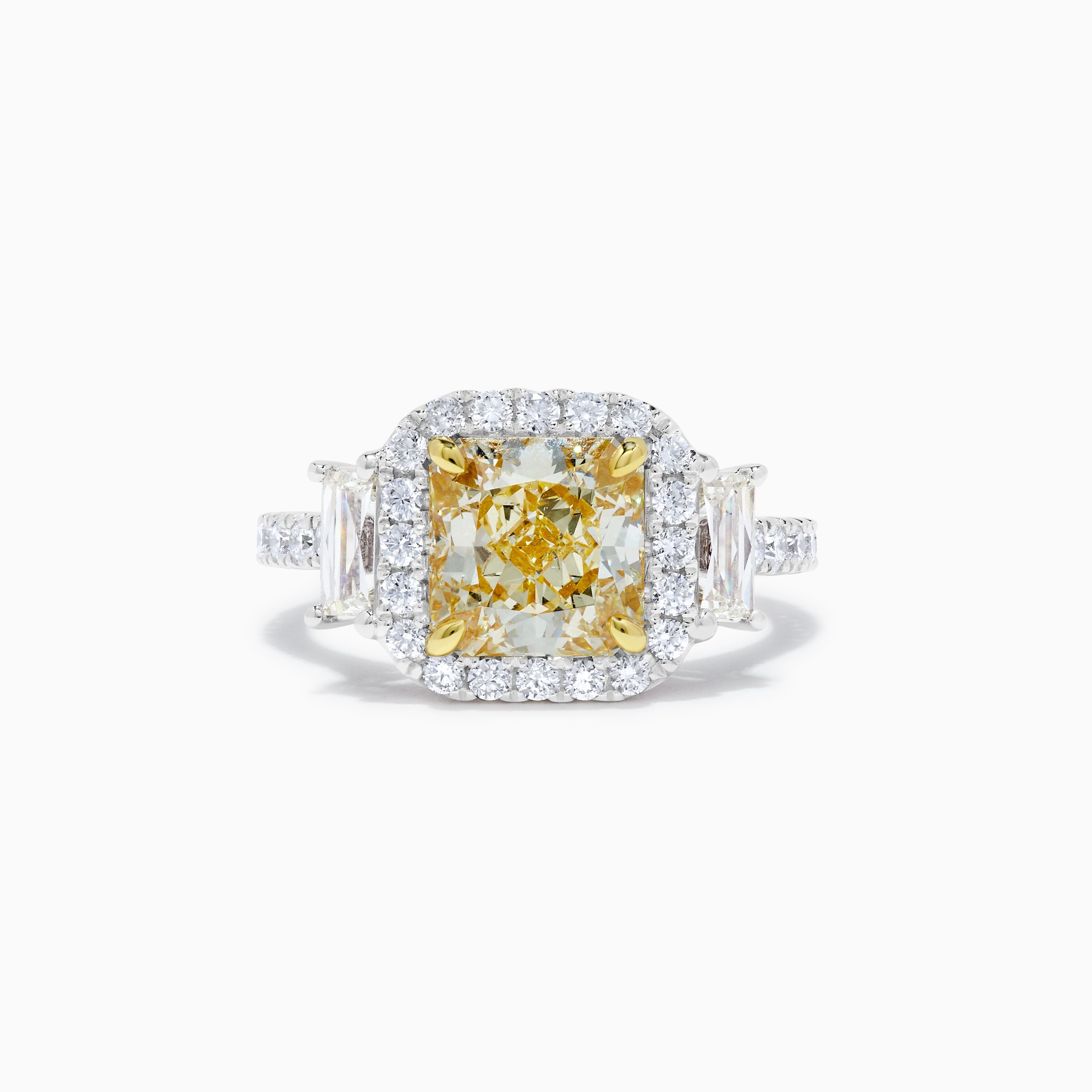 Yellow Radiant Cut & White Diamond Ring JR3P46GH