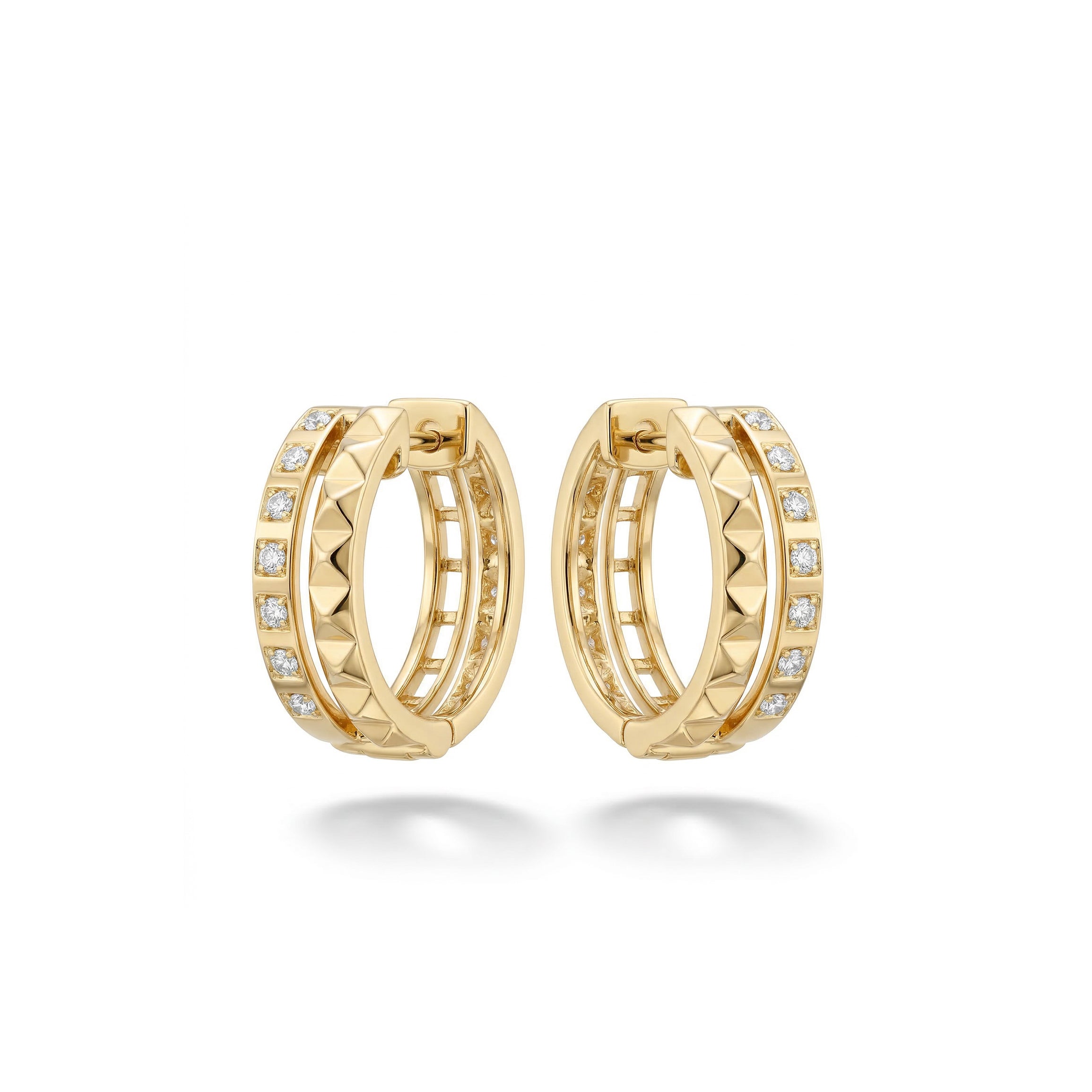 Natural Diamond Pyramid Hoop Earrings product image 2
