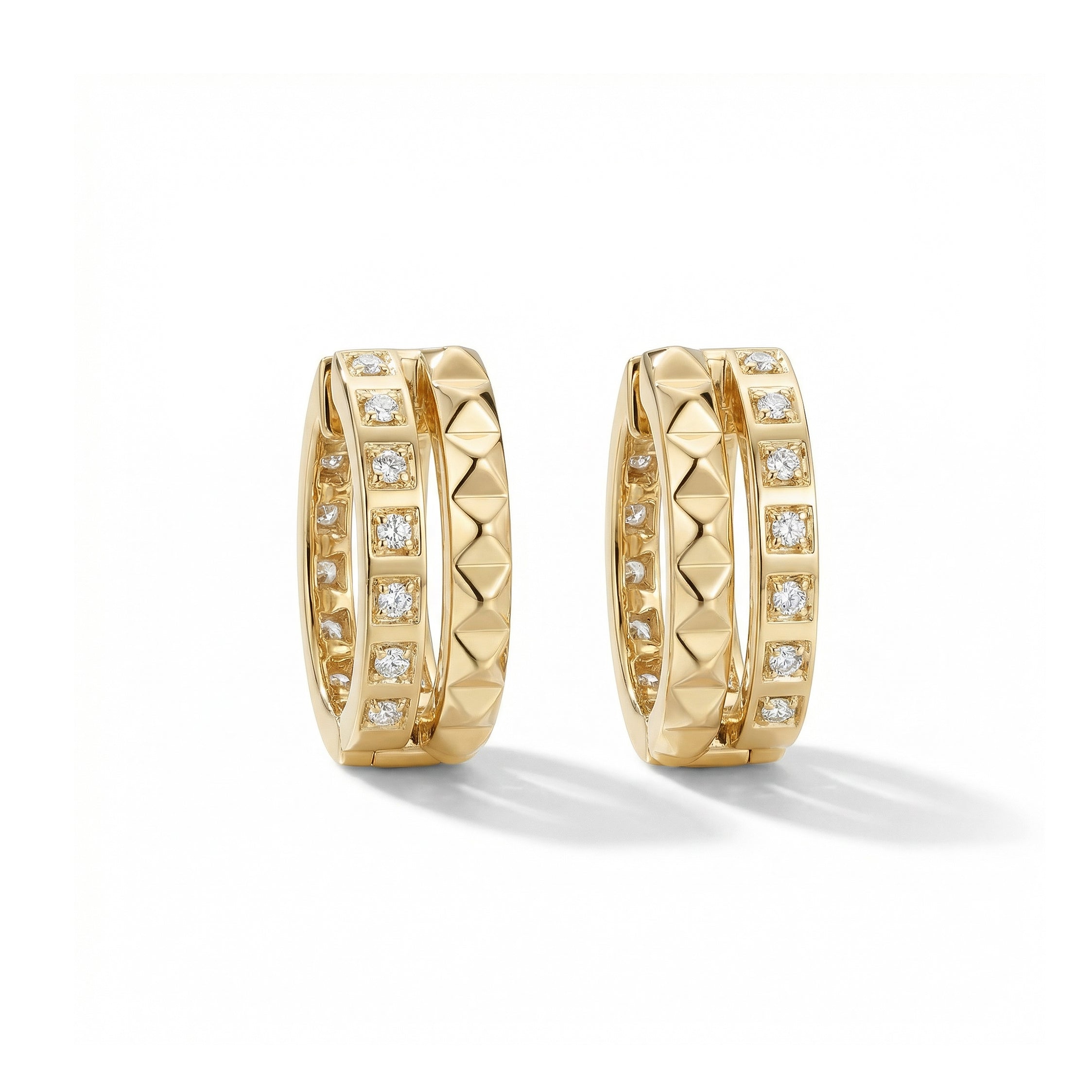 Natural Diamond Pyramid Hoop Earrings product image 1