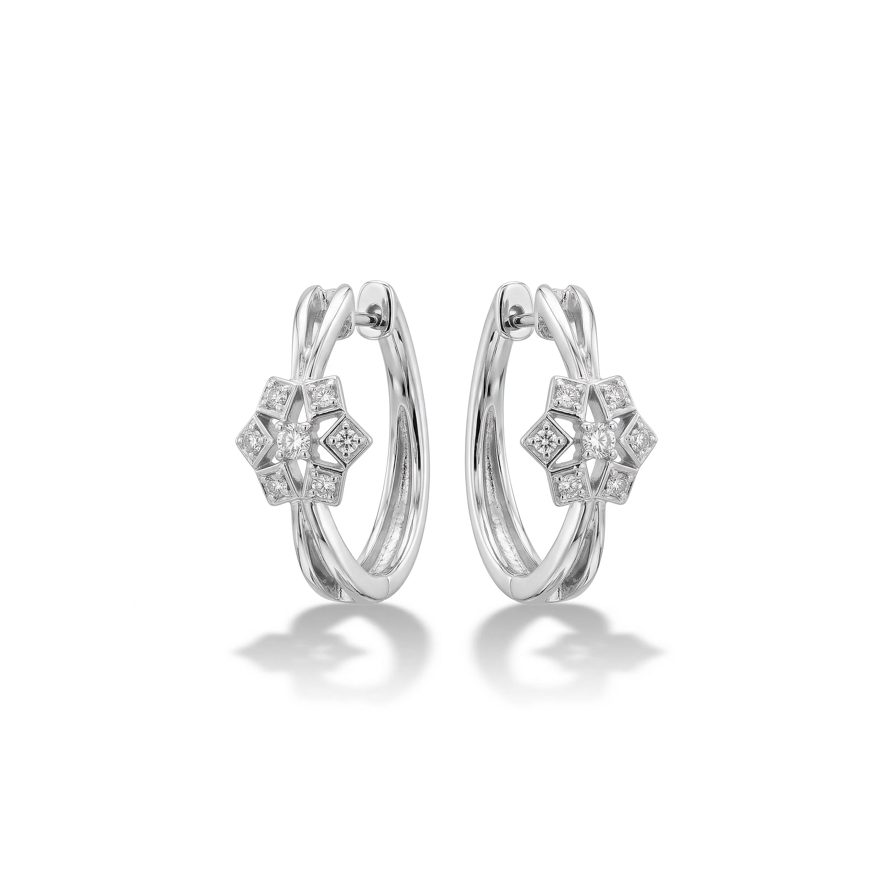 Natural Diamond Star Hoop Earrings product image 1