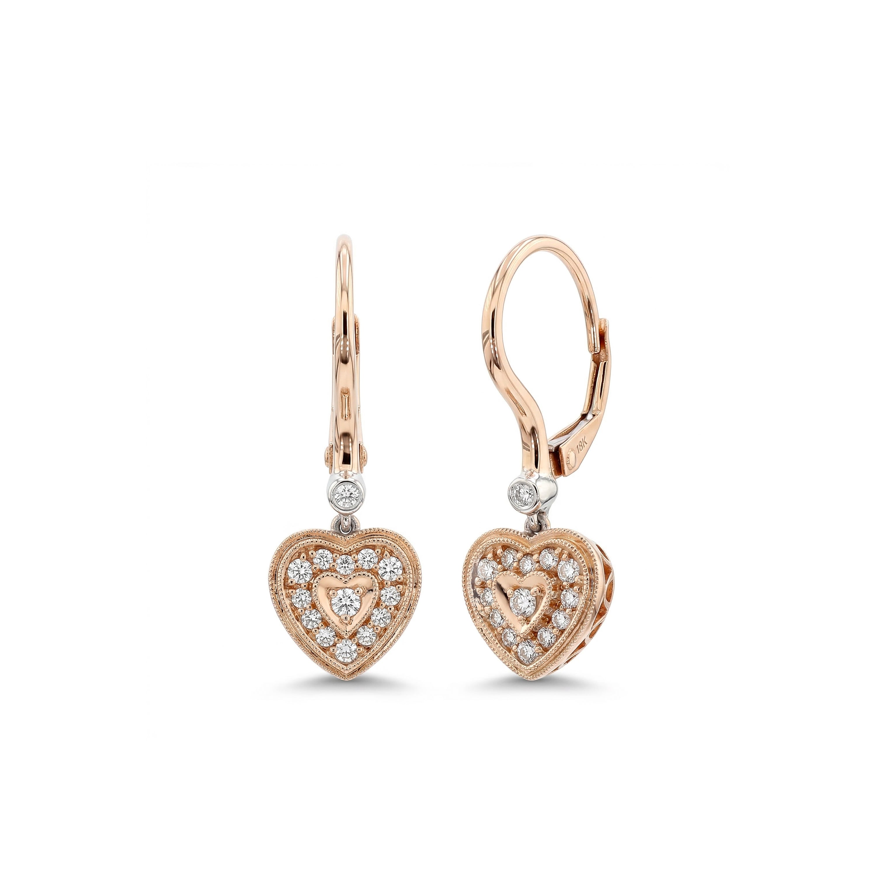 Natural Diamond Heart Drop Earrings product image 1
