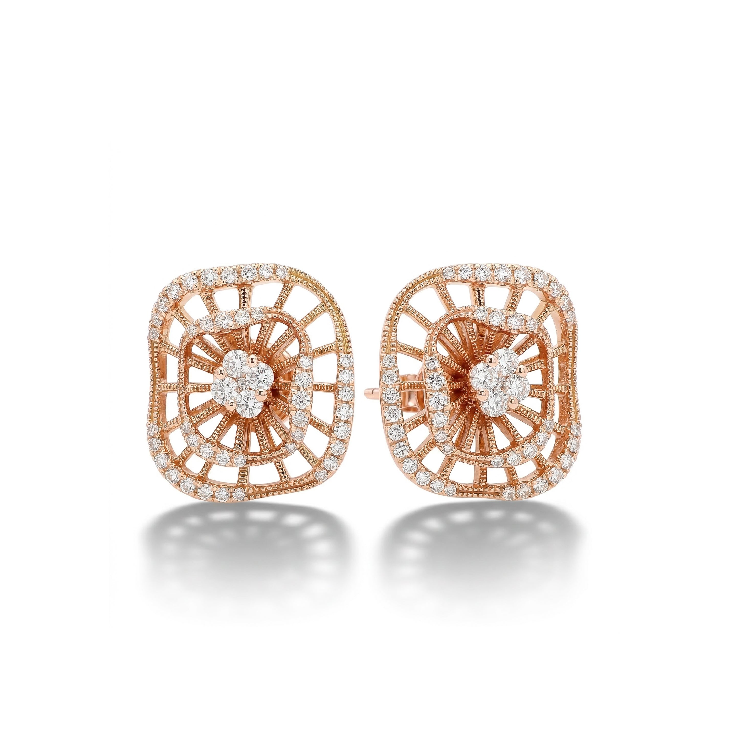 Natural Diamond Starburst Rose Gold Earrings product image 1