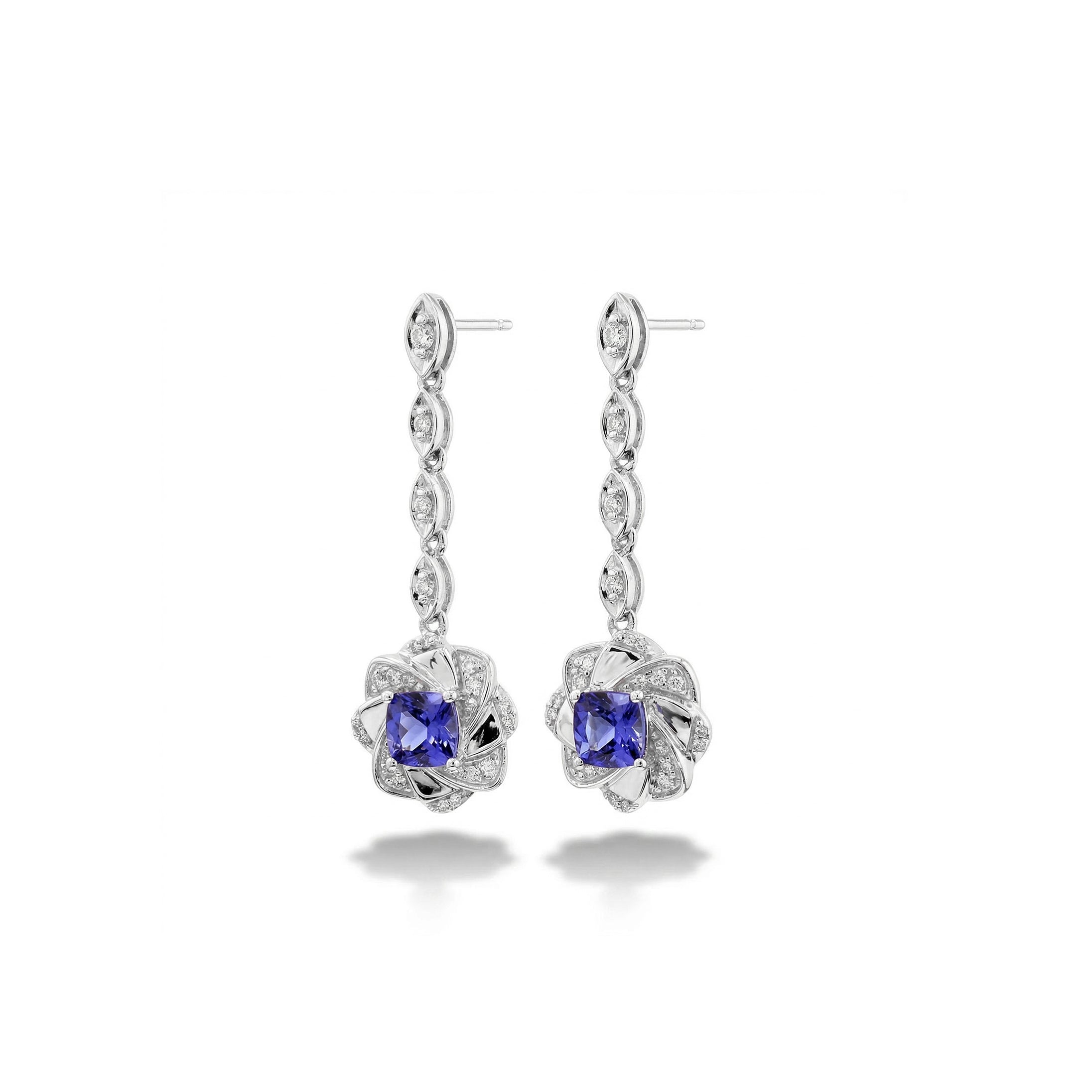 Natural Tanzanite & Diamond Drop Earrings product image 2