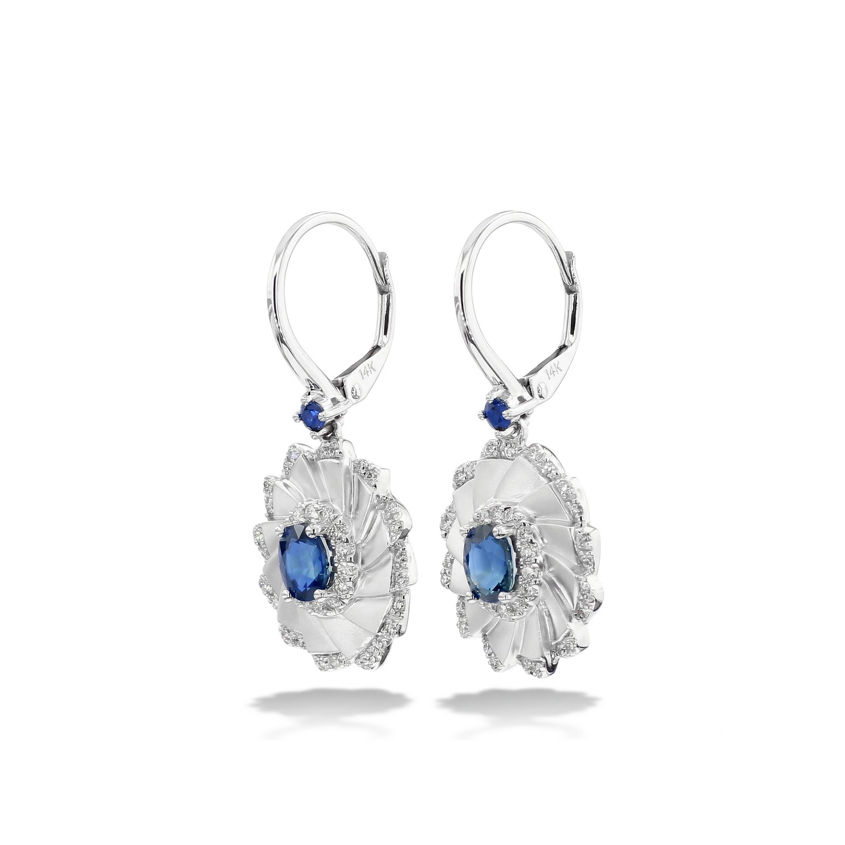 Natural Sapphire & Diamond Fan Drop Earring product image 2