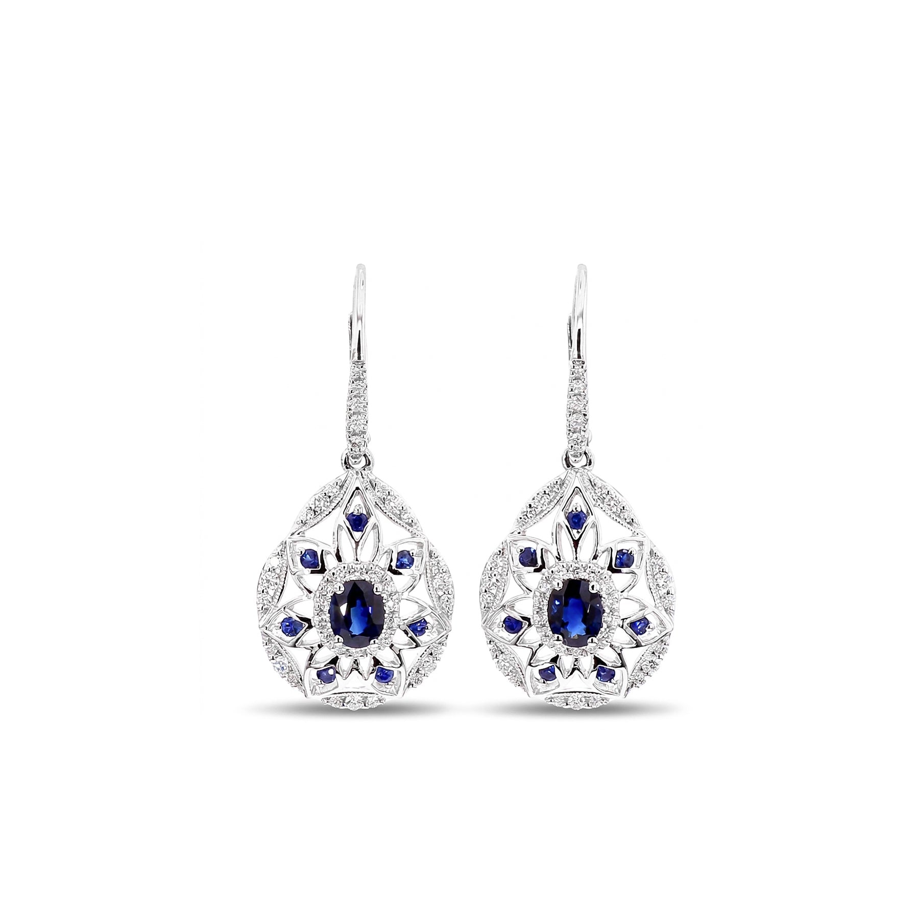 Natural Sapphire & Diamond Drop Earrings product image 1