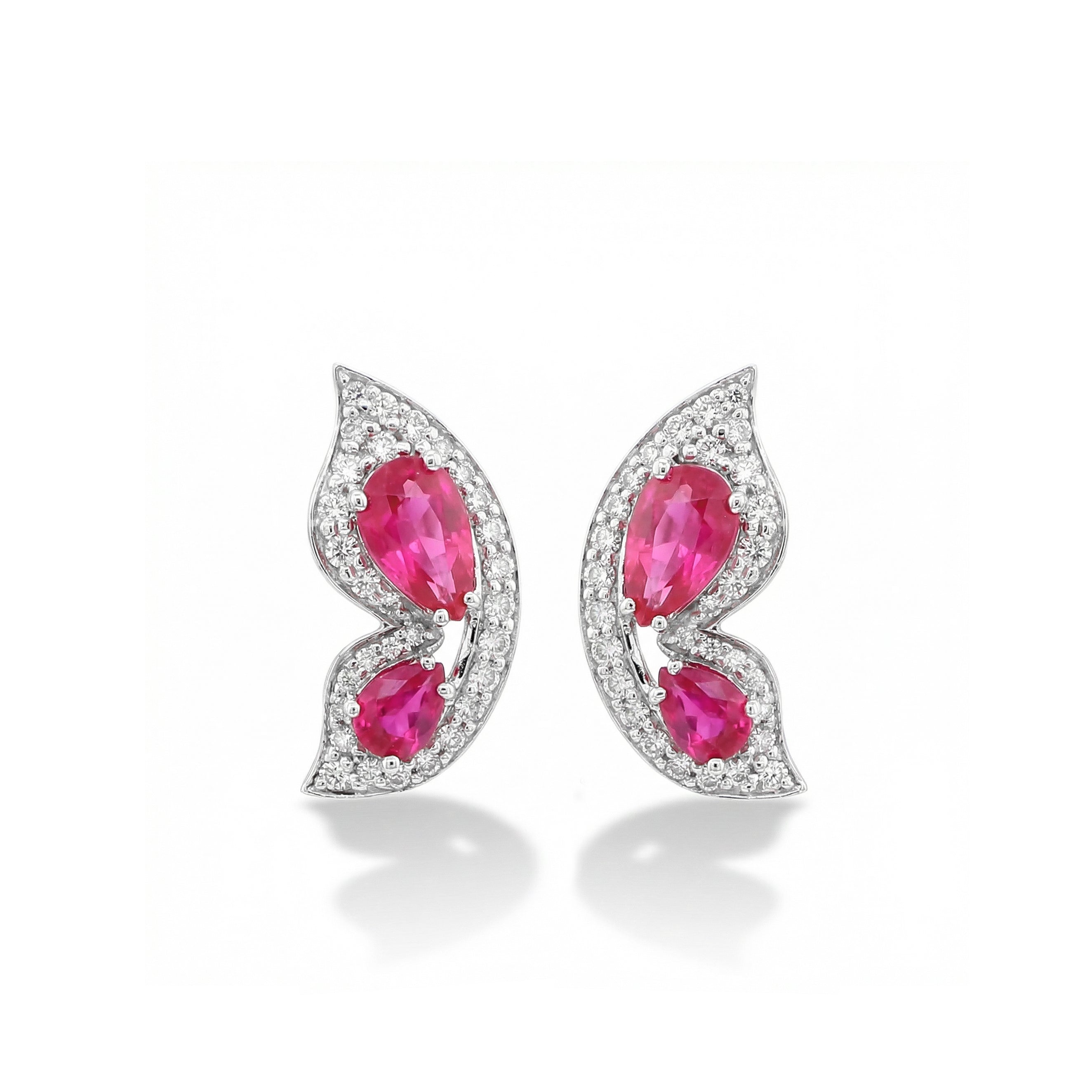 Natural Ruby & Diamond Butterfly Wing Earrings product image 1