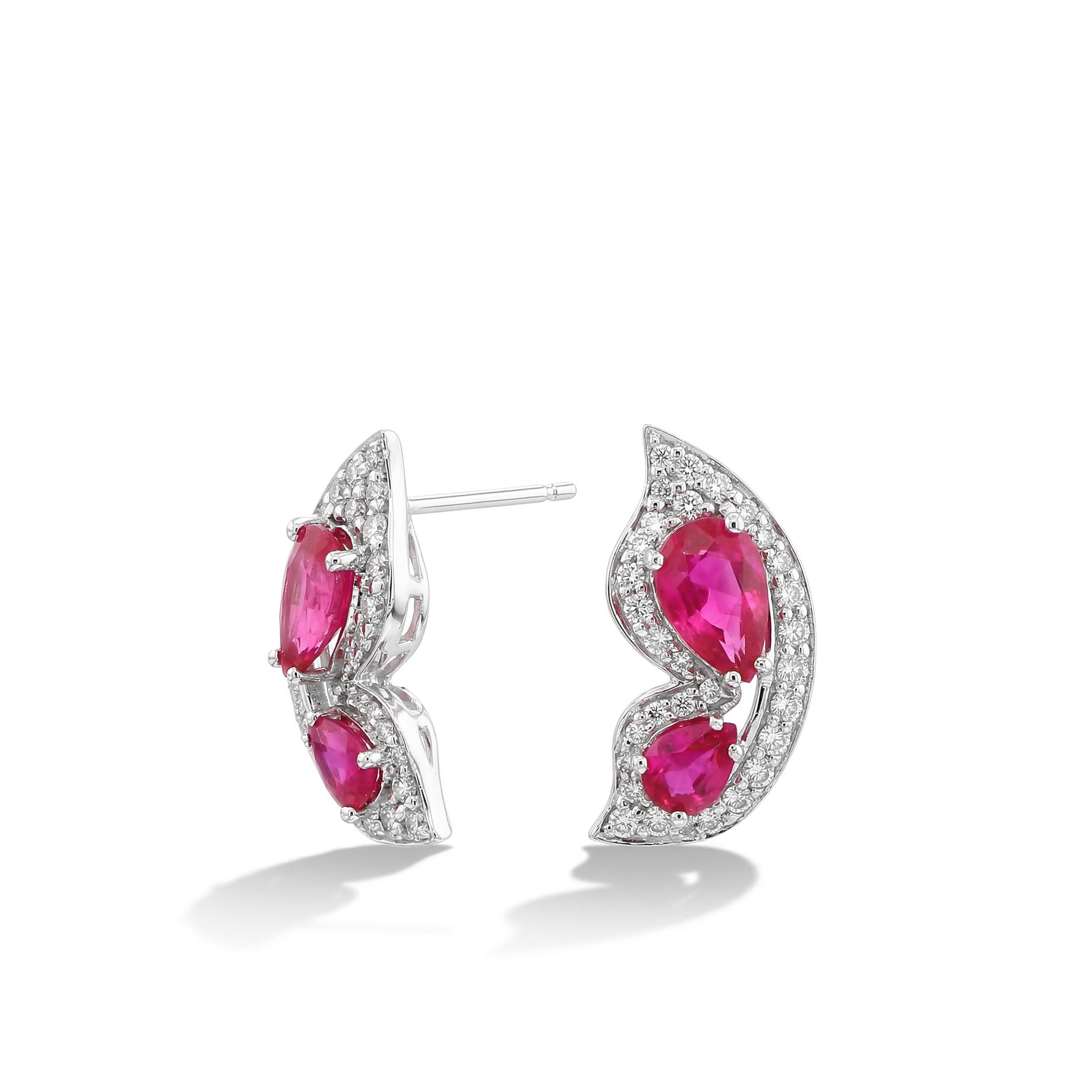 Natural Ruby & Diamond Butterfly Wing Earrings product image 2