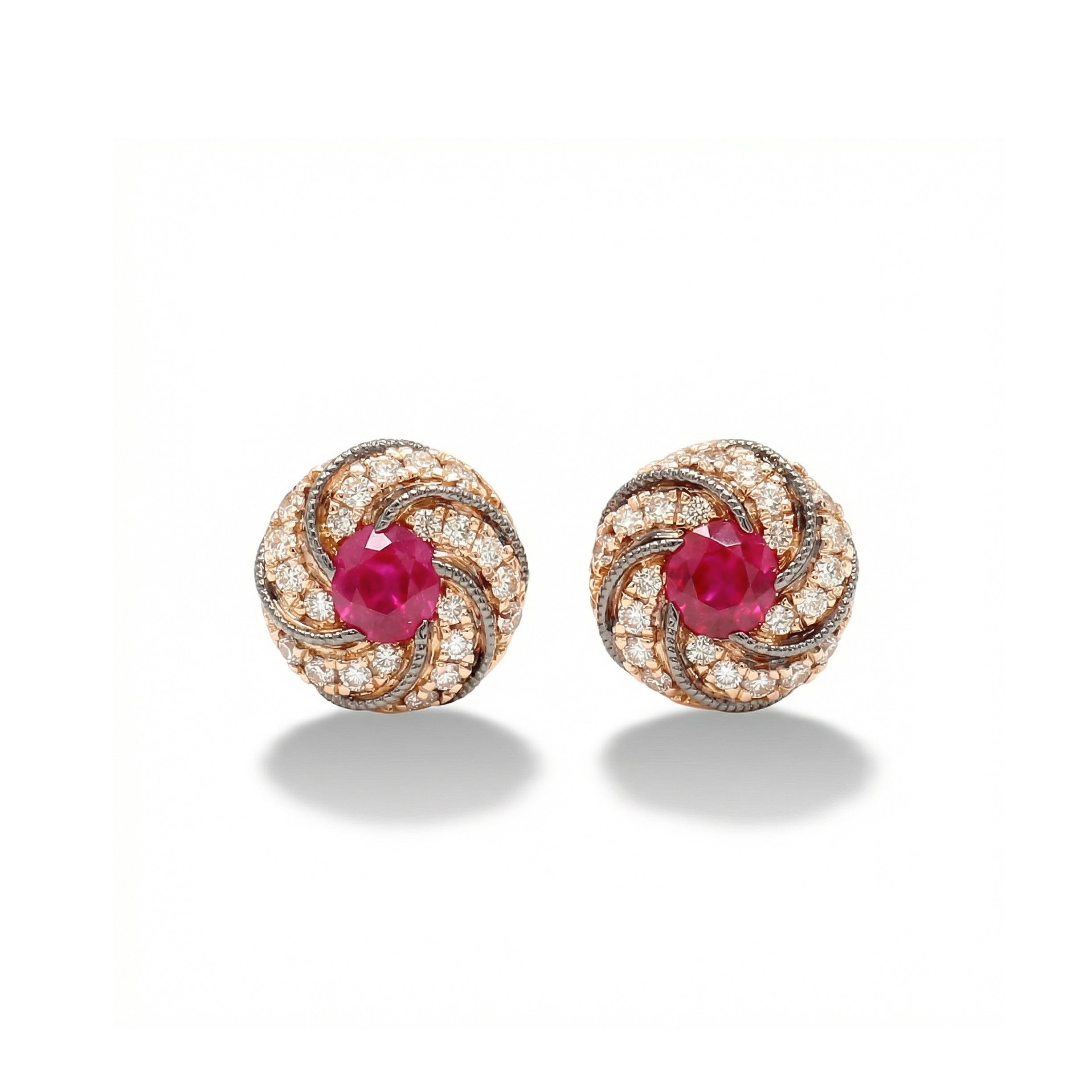 Natural Ruby & Diamond Stud Earrings product image 1