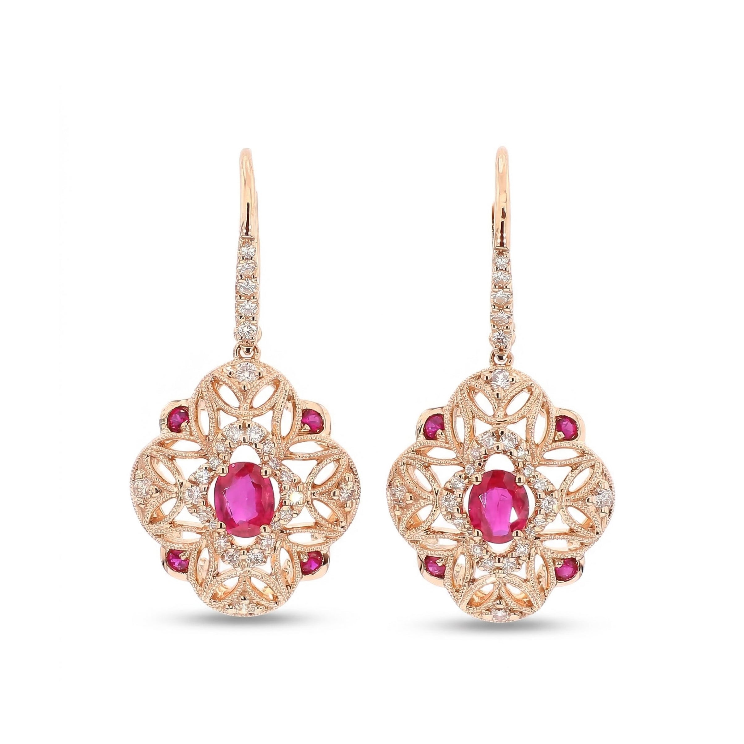 Natural Ruby & Diamond Drop Earrings product image 1