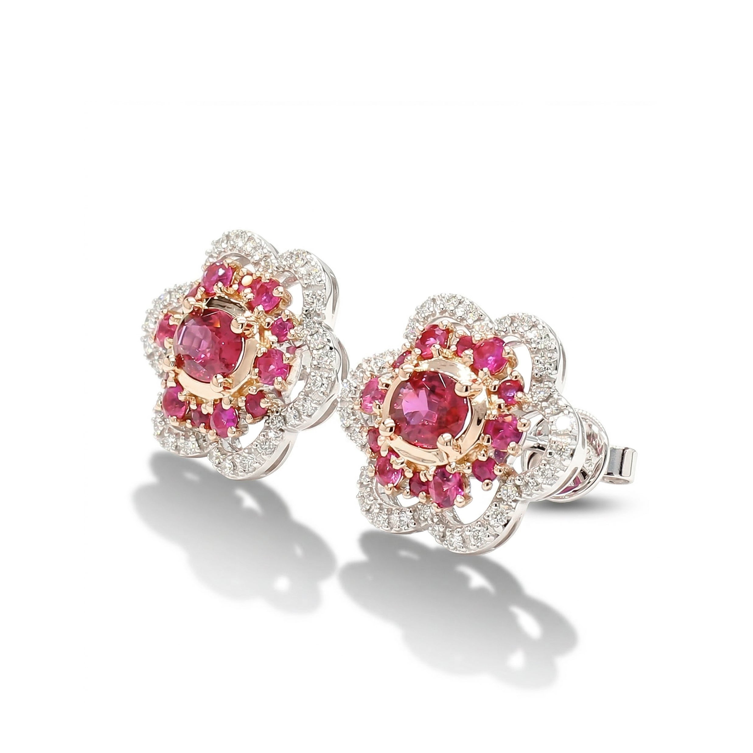Natural Ruby & Diamond Floral Earrings product image 2