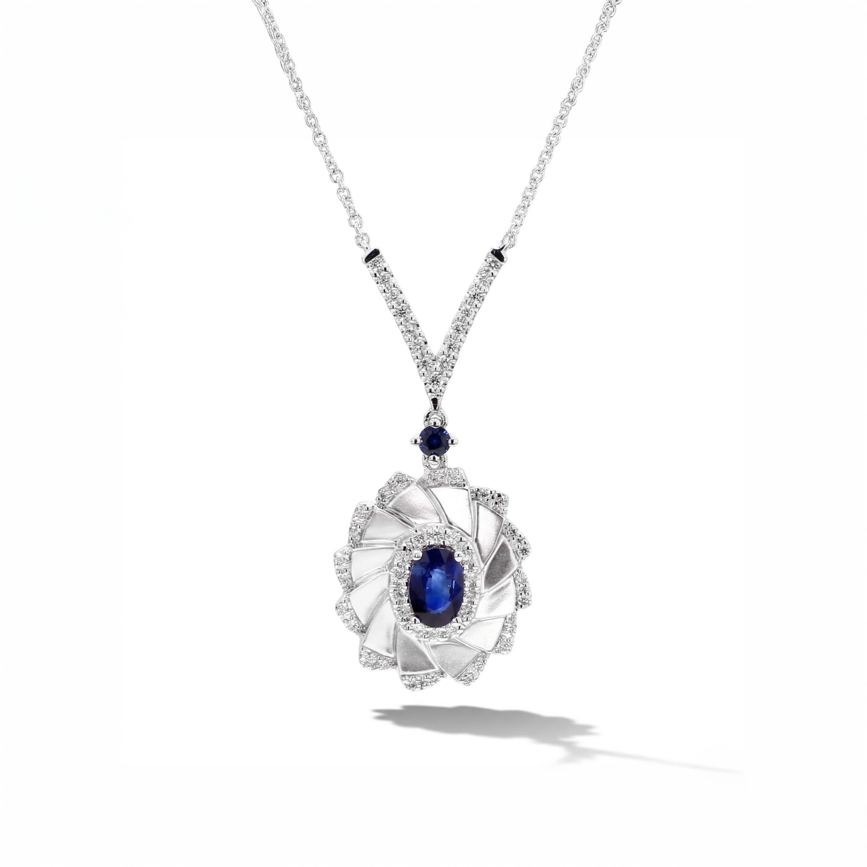 Natural Sapphire & Diamond Fan Necklace product image 1