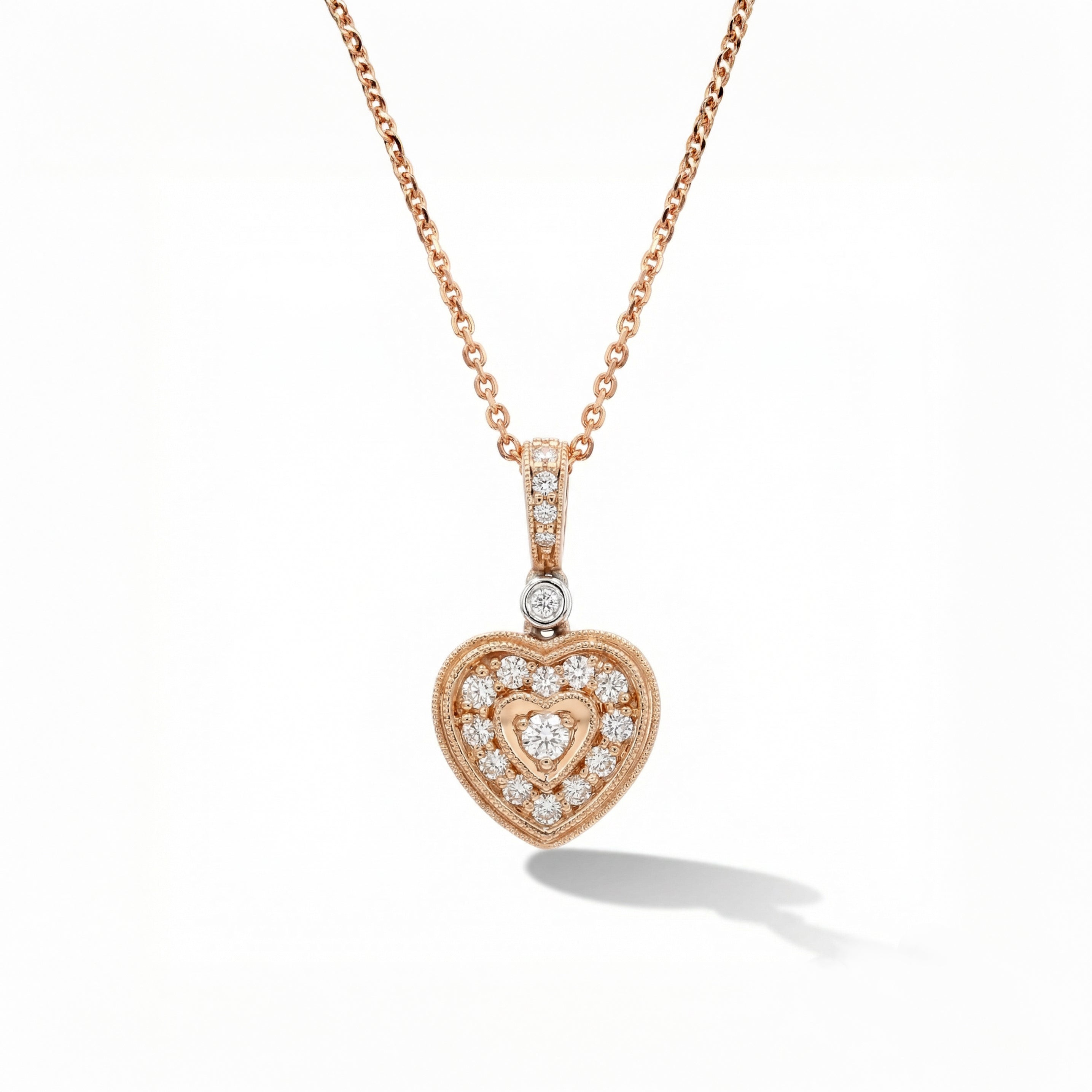 Natural Diamond Rose Gold Heart Necklace product image 1