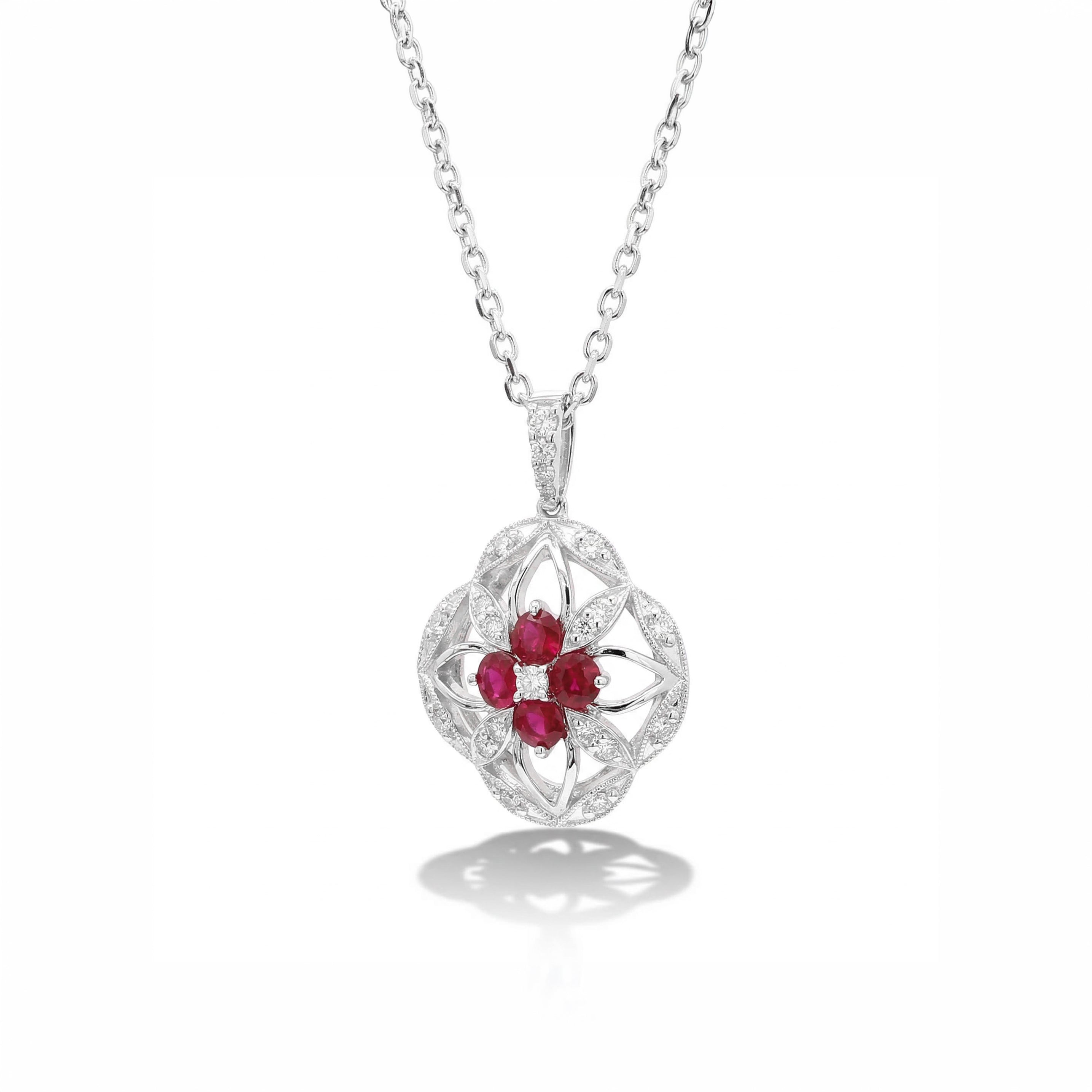 Natural Ruby & Diamond Floral Necklace product image 2