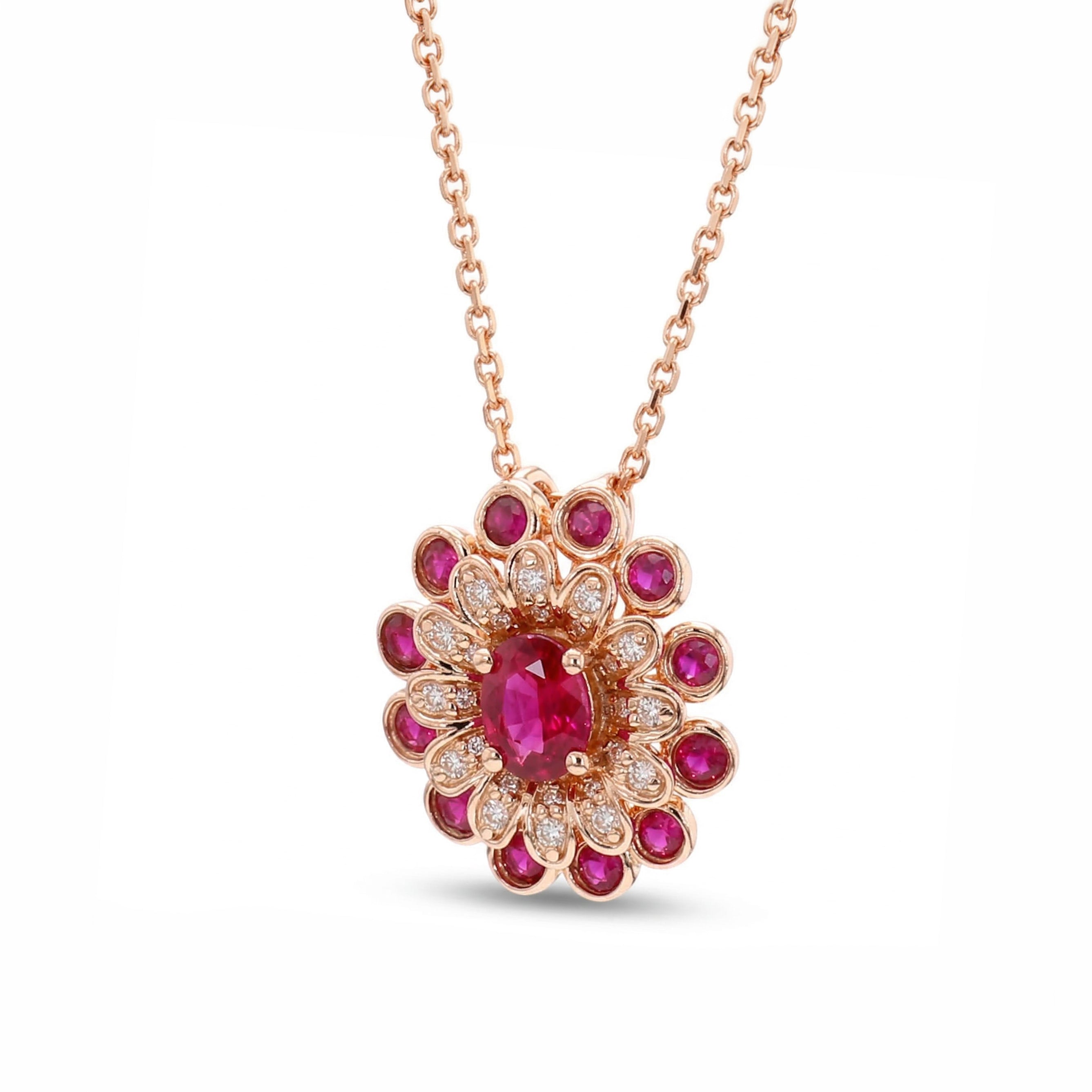 Natural Ruby & Diamond Floral Necklace product image 2